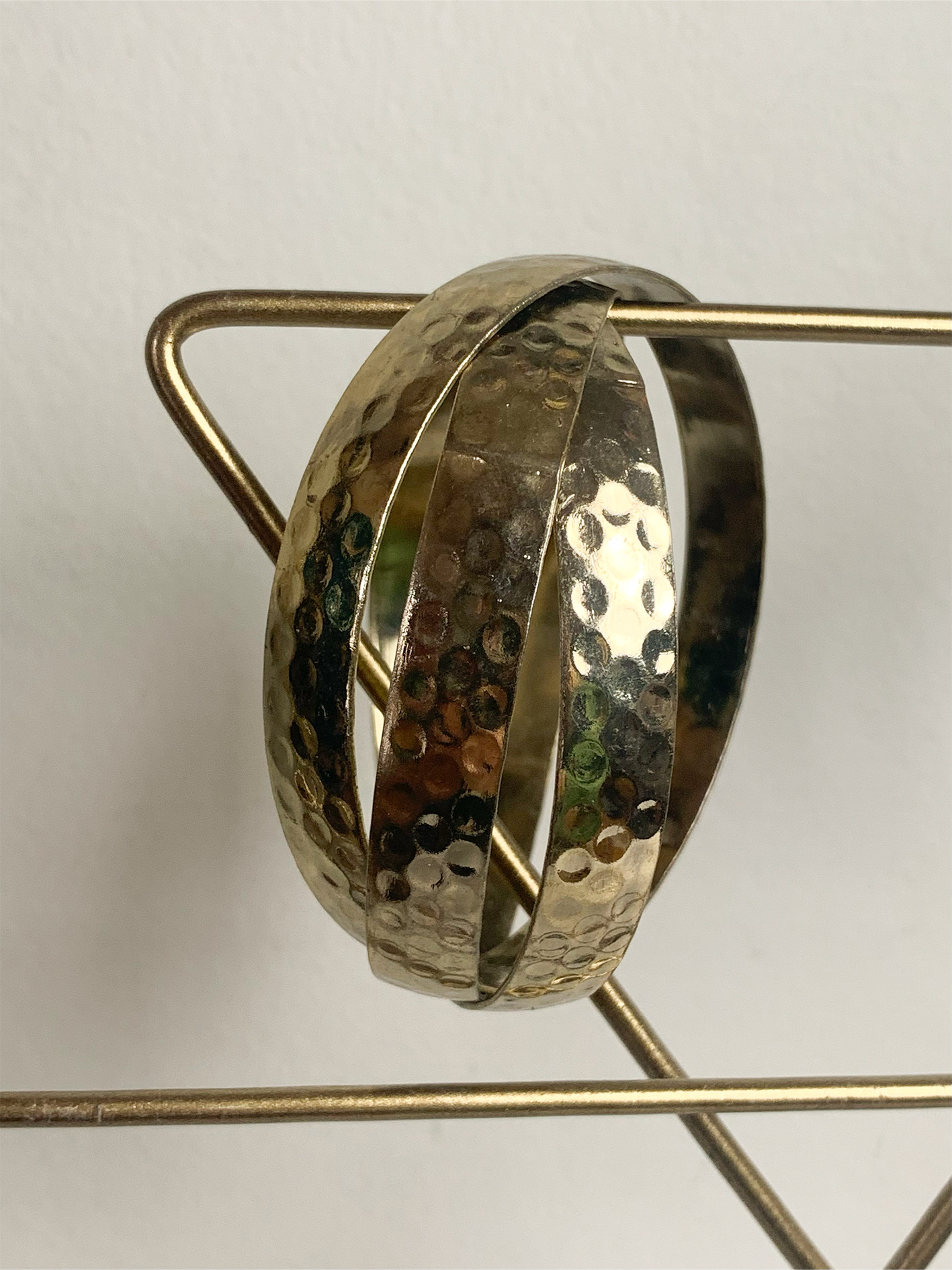Bracelet triple jonc doré martelés vintage