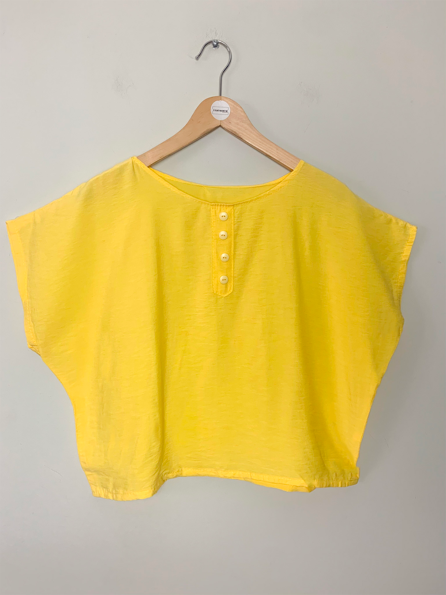 Blouse oversize manches courtes jaune vintage