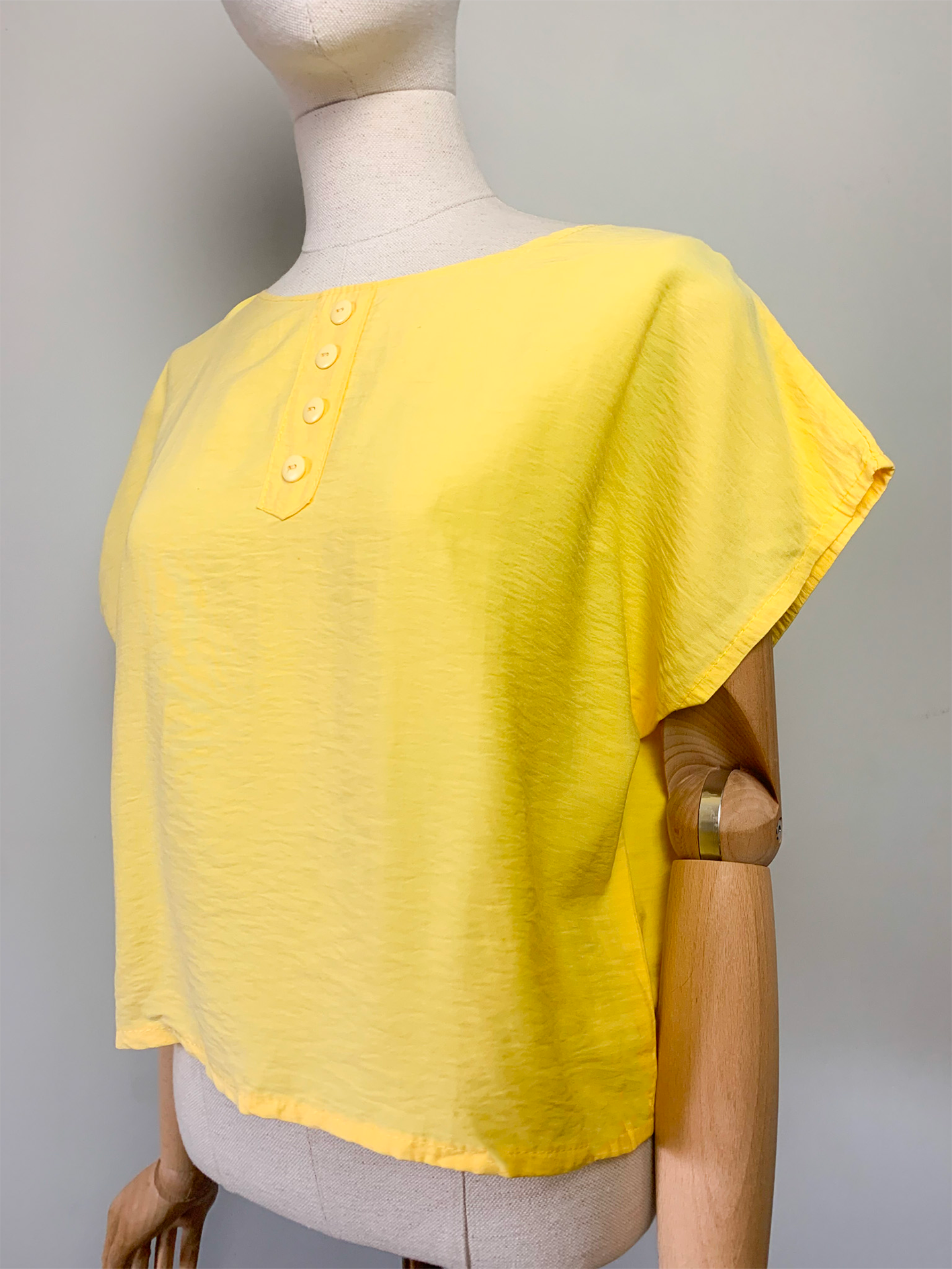 Blouse oversize manches courtes jaune vintage