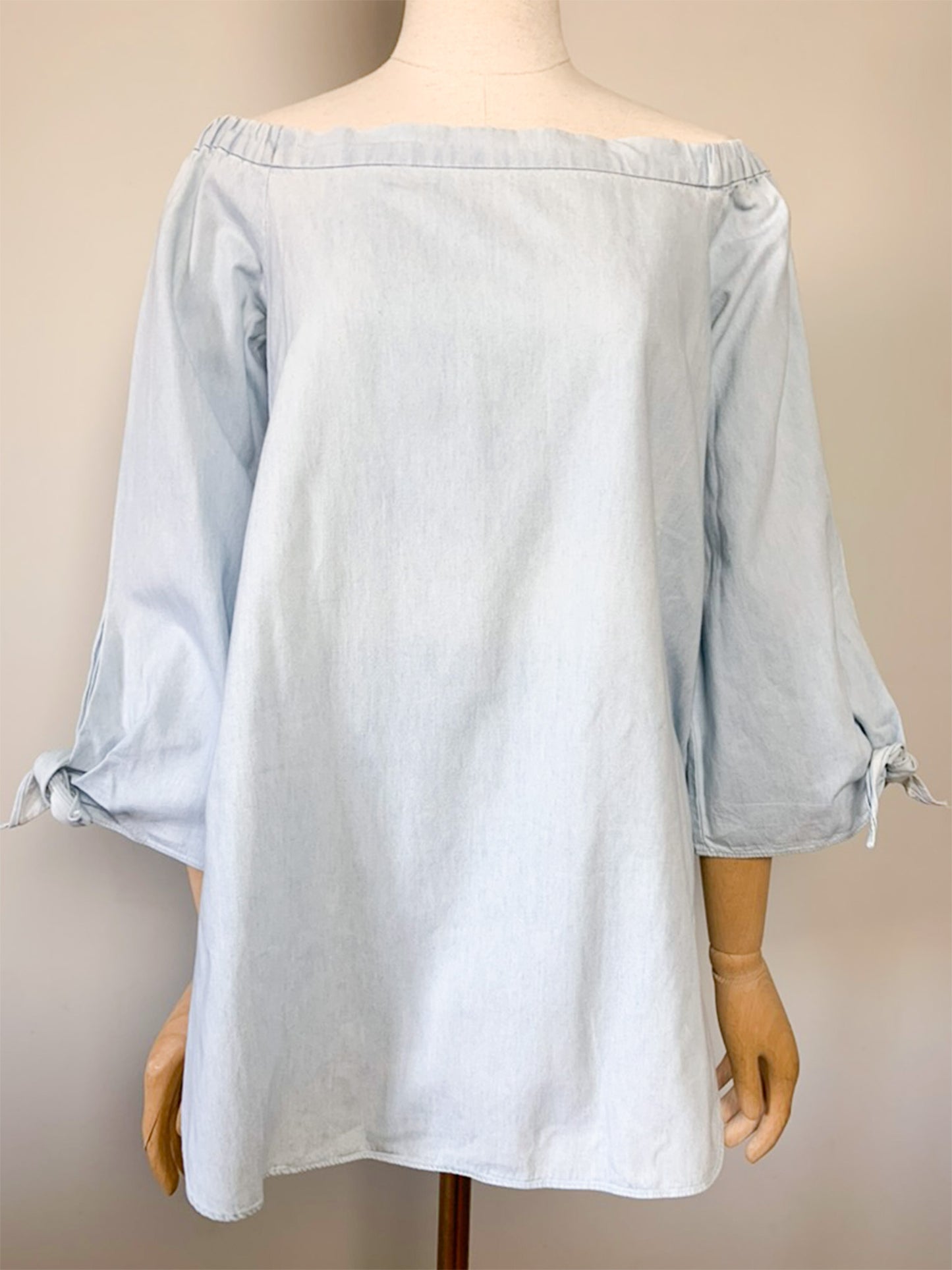 Blouse tunique en coton bleu épaules dénudées Seed