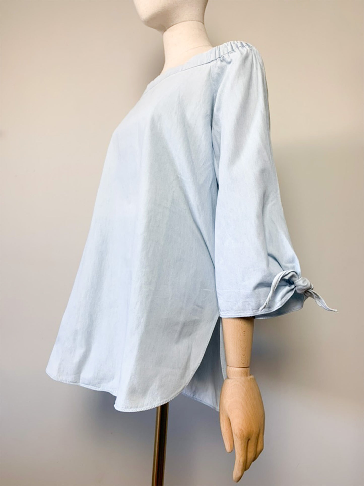 Blouse tunique en coton bleu épaules dénudées Seed