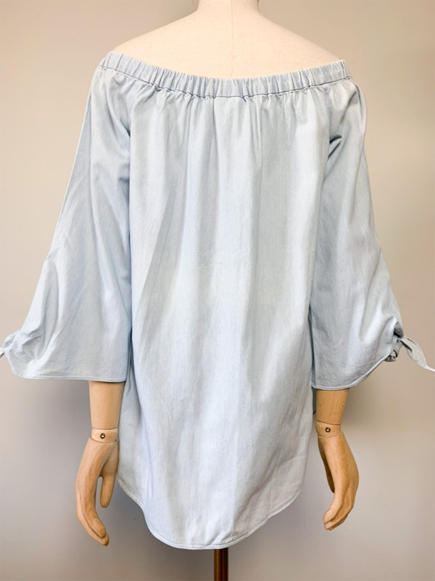Blouse tunique en coton bleu épaules dénudées Seed