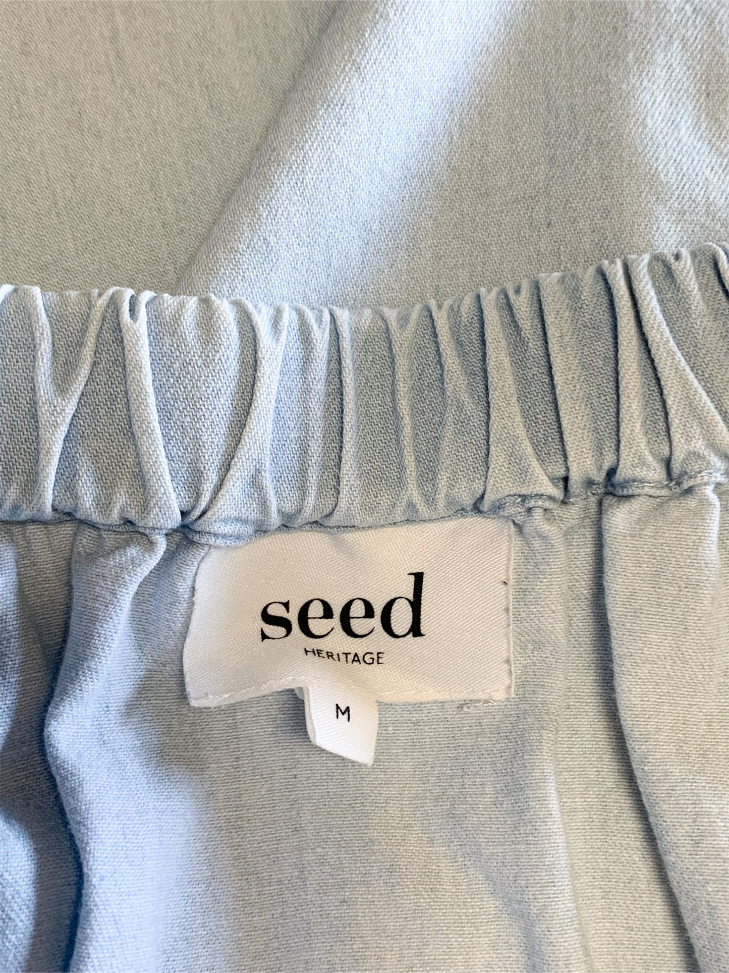 Blouse tunique en coton bleu épaules dénudées Seed