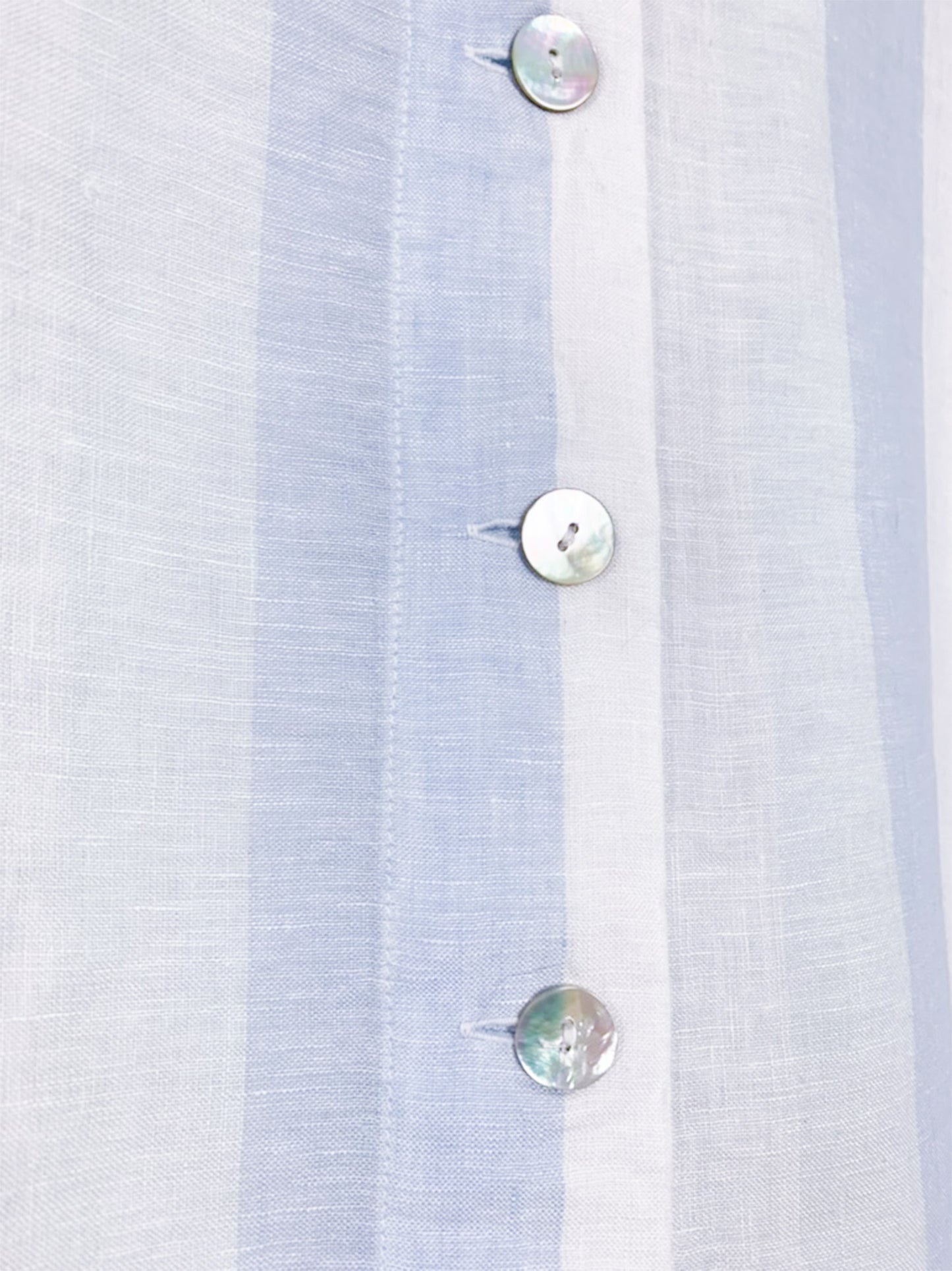 Blouse Boxy Vintage Années 90 - Rayures Marine & Blanc 100% Lin - Boutons Nacrés - T. 40