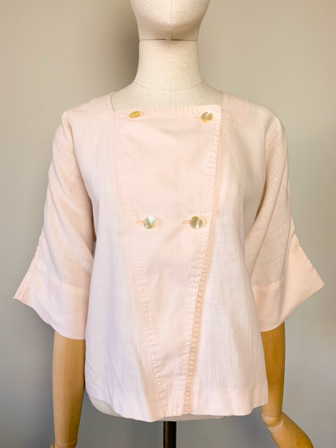Blouse coupe ample rose pâle mélange lin vintage Jacques Gevertz par Marie-Louise de Conink