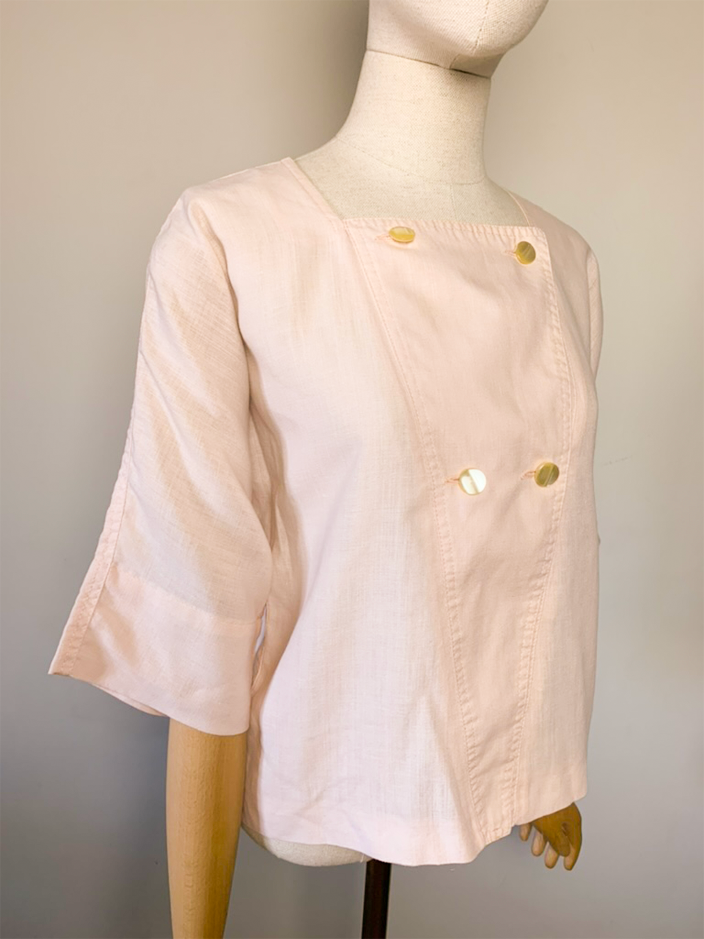 Blouse coupe ample rose pâle mélange lin vintage Jacques Gevertz par Marie-Louise de Conink