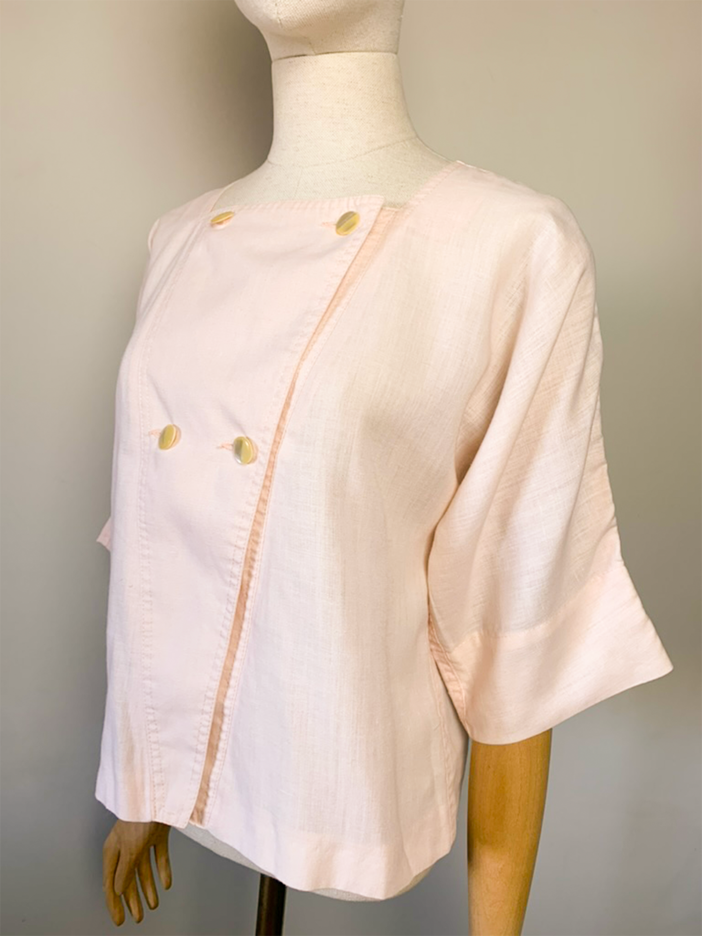 Blouse coupe ample rose pâle mélange lin vintage Jacques Gevertz par Marie-Louise de Conink