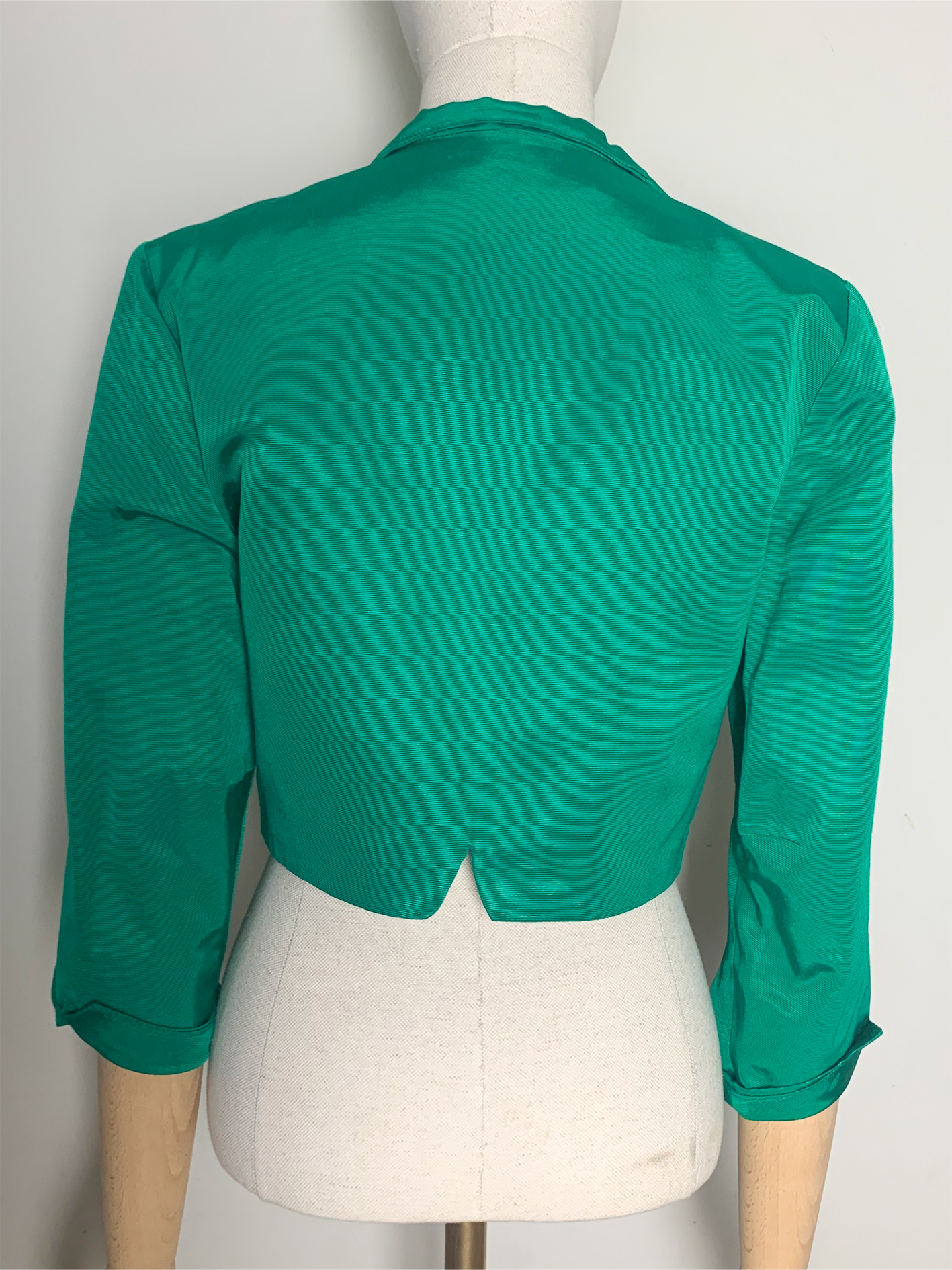 Boléro vert en viscose et coton vintage années 80 Alouette