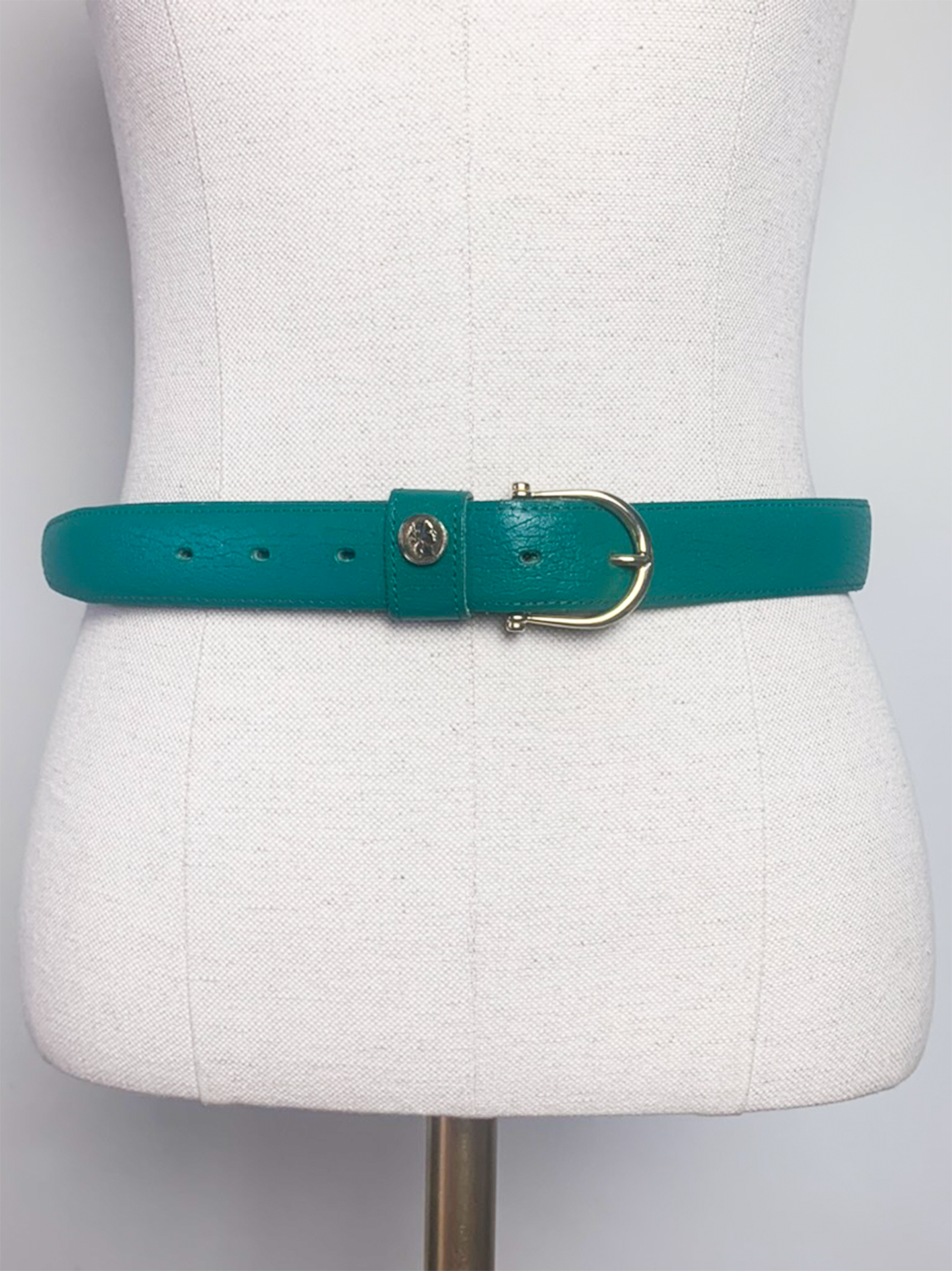 Ceinture femme cuir véritable vert prairie vintage
