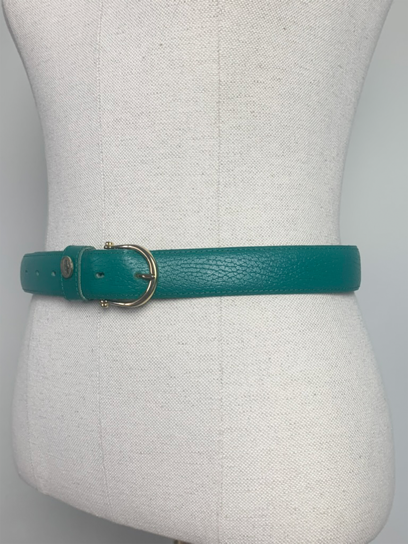 Ceinture femme cuir véritable vert prairie vintage
