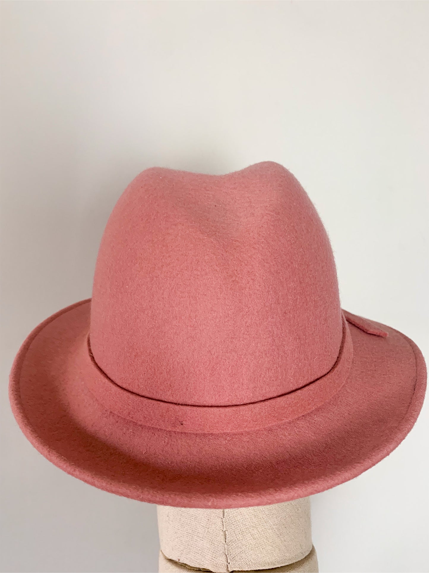 Chapeau Femme Vintage en Feutre de Laine Rose Poudré - 100% Laine - Made in Italy - Taille 55