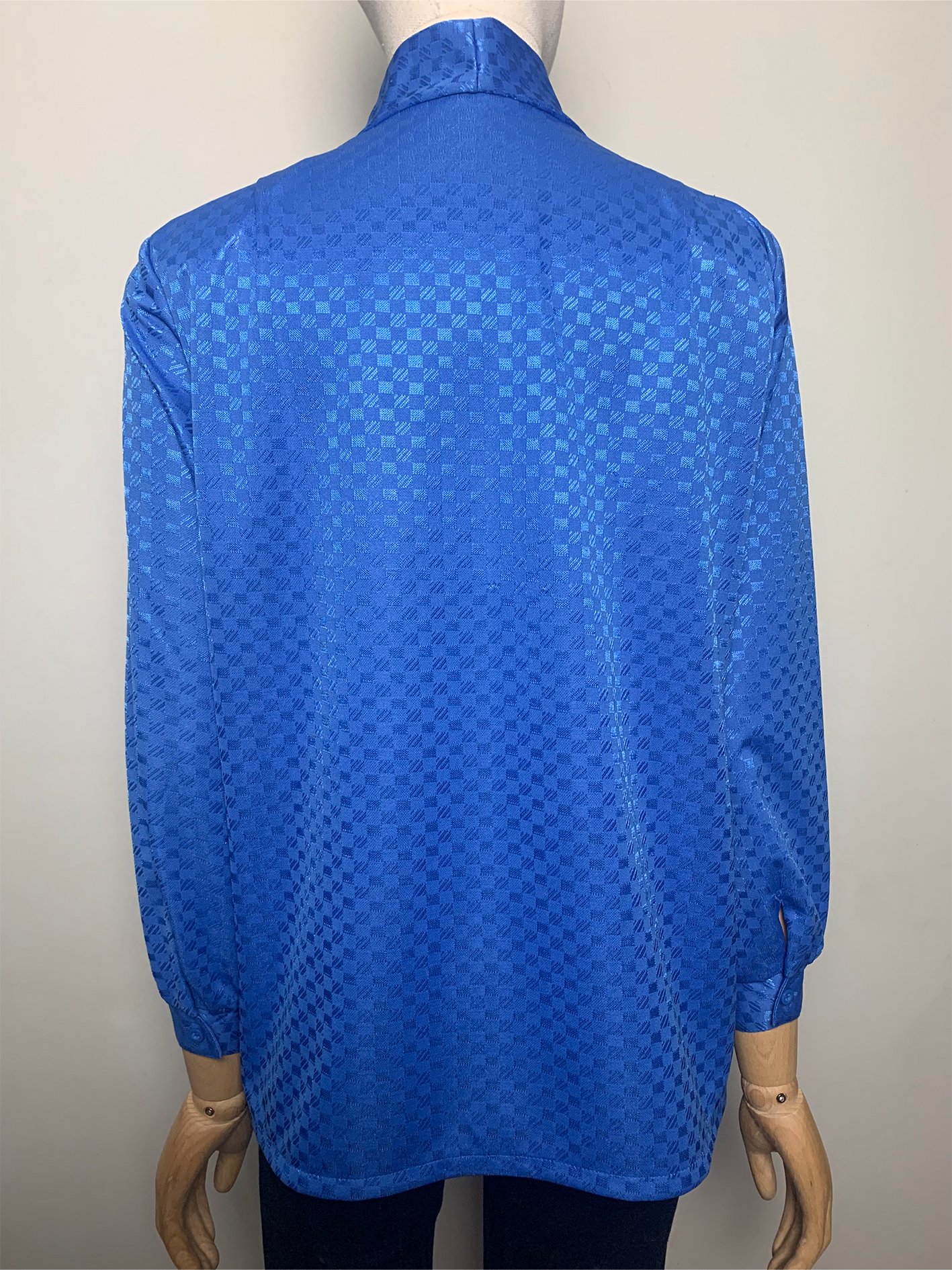 Chemisier bleu col cravate vintage