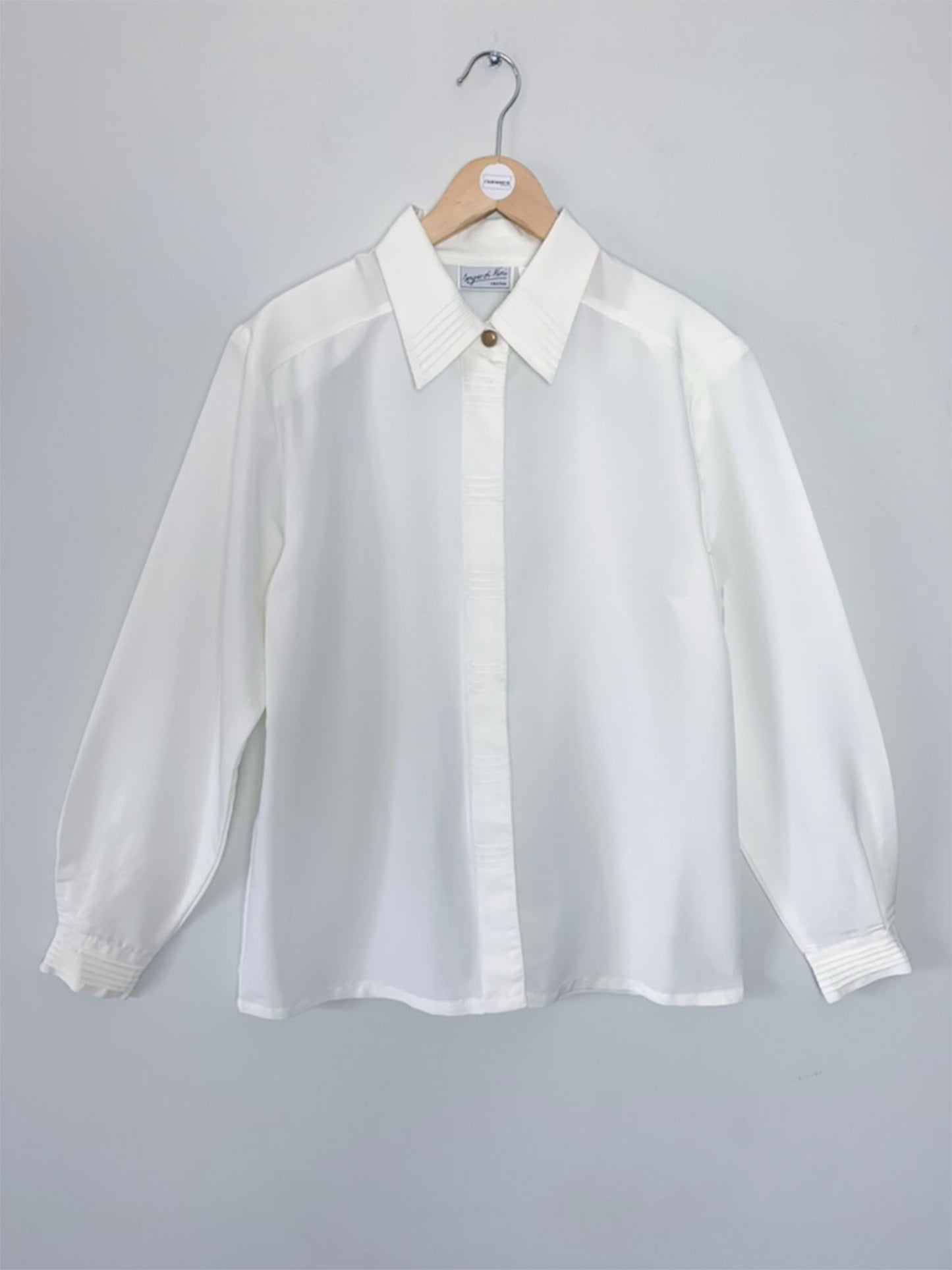 Chemisier Vintage Crème à Plis et Épaulettes - Taille 40