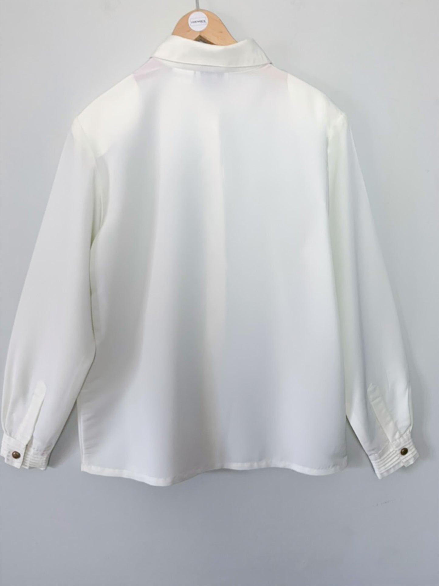 Chemisier Vintage Crème à Plis et Épaulettes - Taille 40