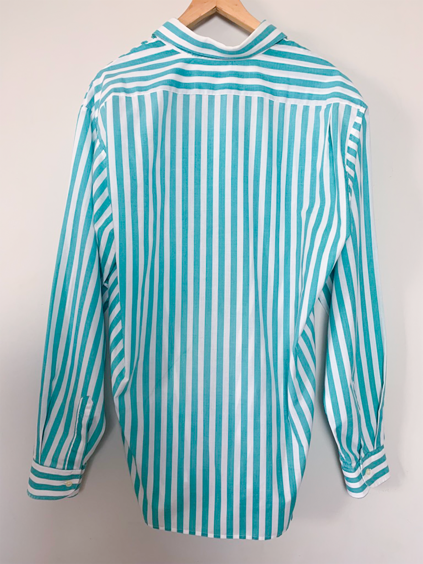 Chemise unisexe rayée blanche et turquoise Jacques Germain