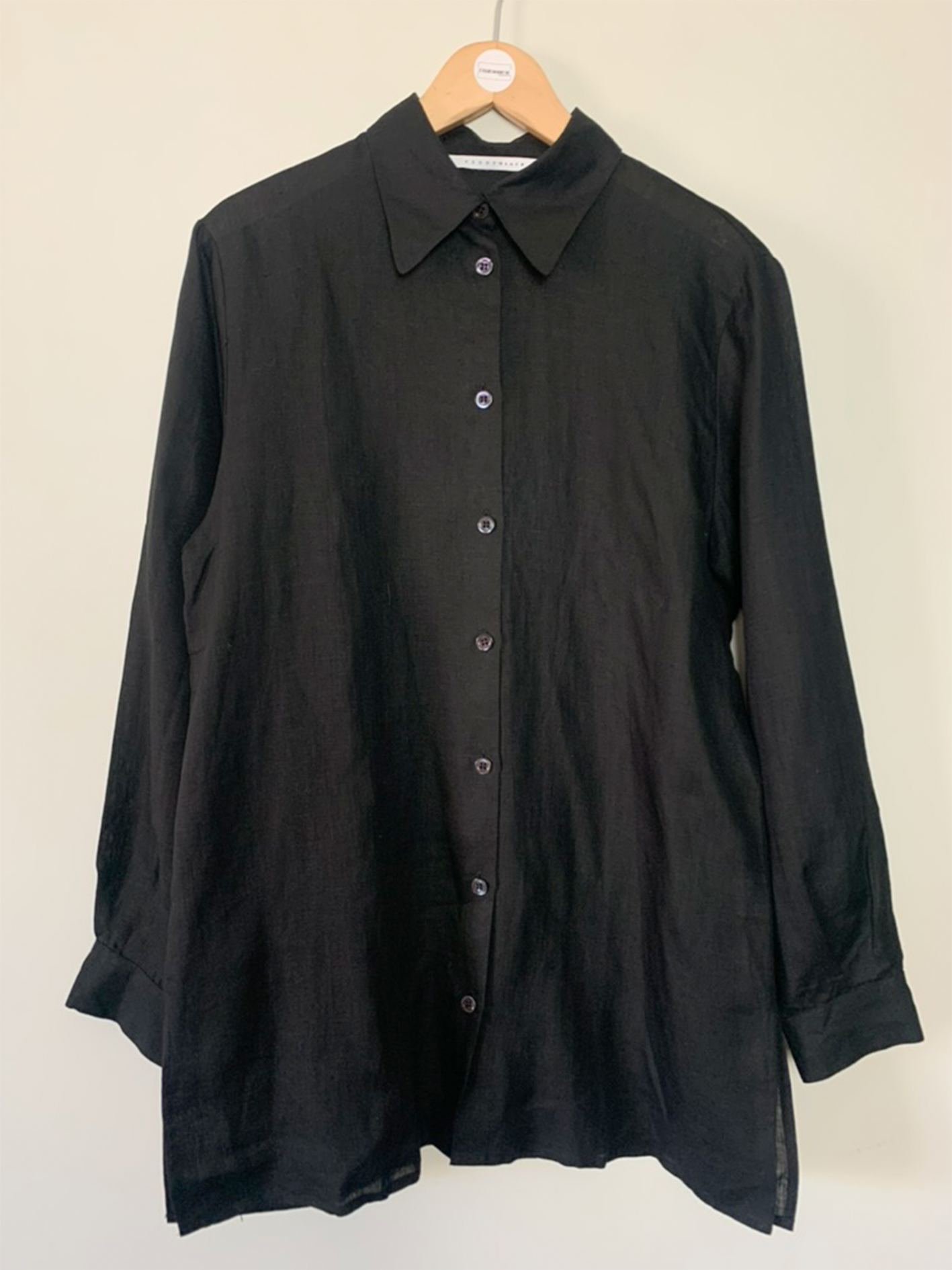 Chemise longue noire en pur lin coton Pennyblack