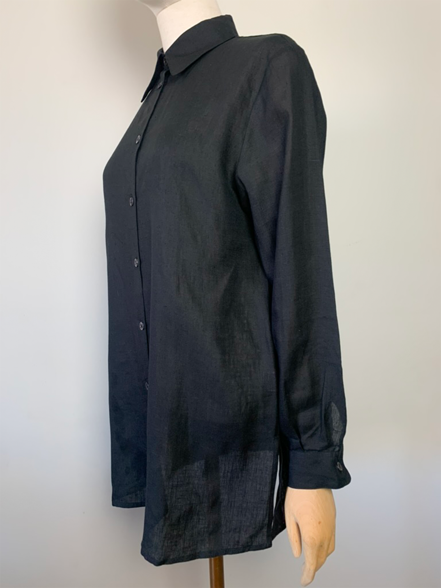 Chemise longue noire en pur lin coton Pennyblack