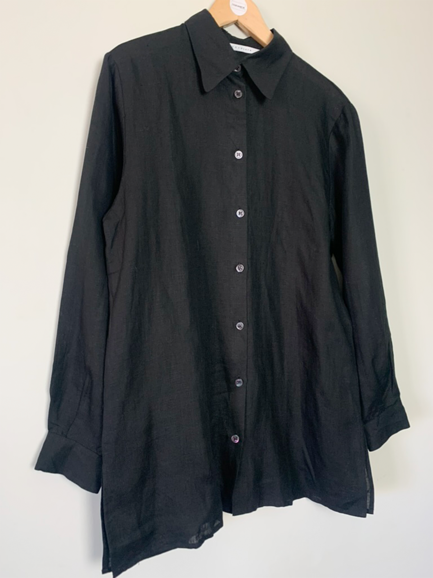 Chemise longue noire en pur lin coton Pennyblack