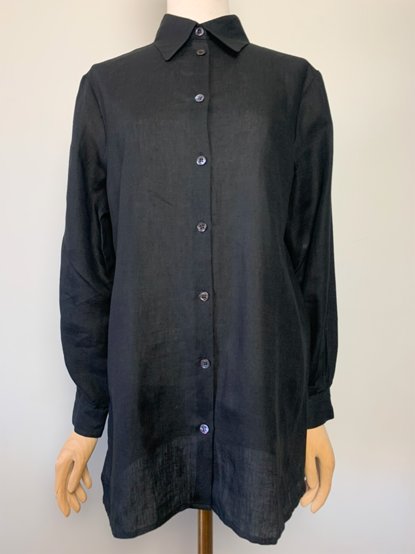 Chemise longue noire en pur lin coton Pennyblack
