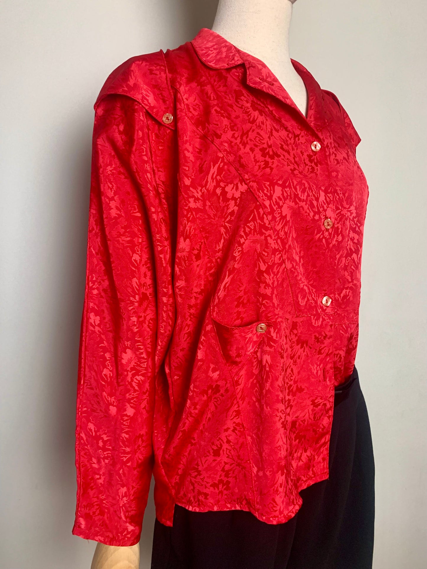 Blouse chemisier oversize rouge vintage