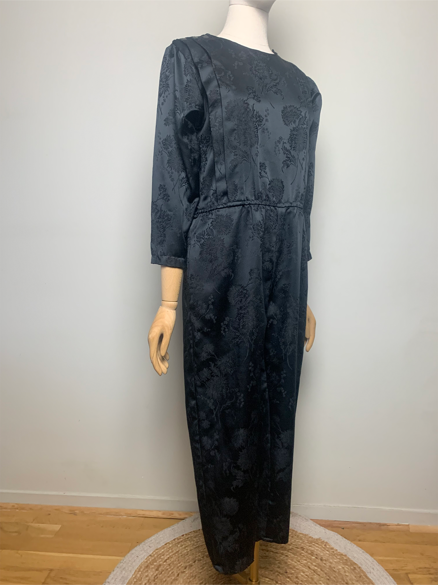 Combipantalon fluide noir surimprimé fleurs vintage Marely’s