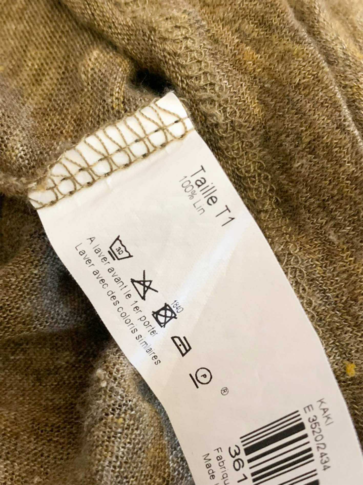 Débardeur kaki marron en lin Monoprix