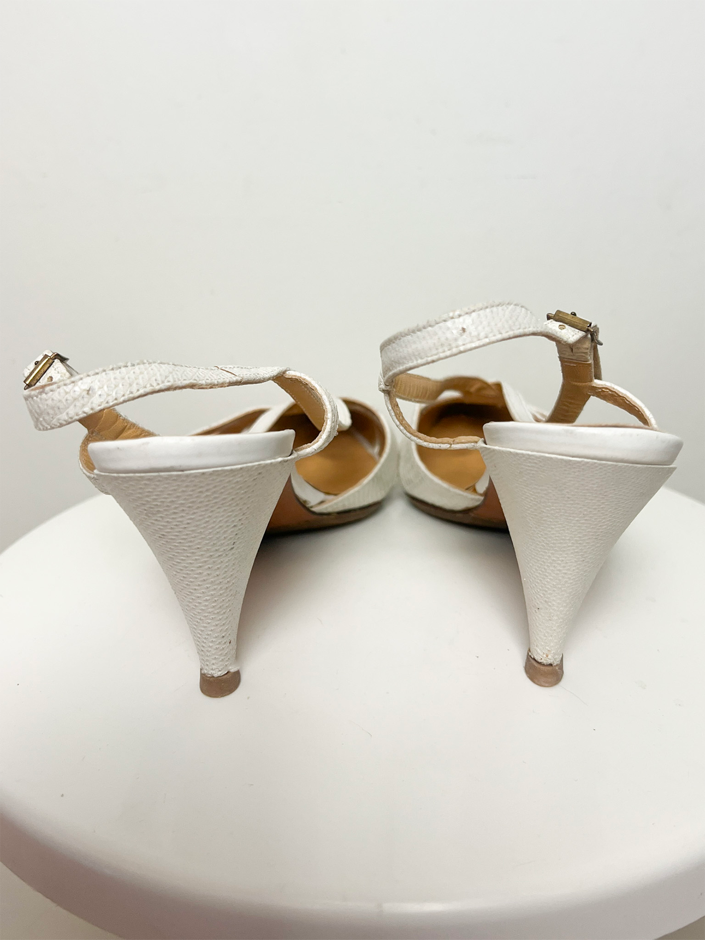 Escarpins Vintage en Cuir Blanc - Laurent Mercadal - Taille 39