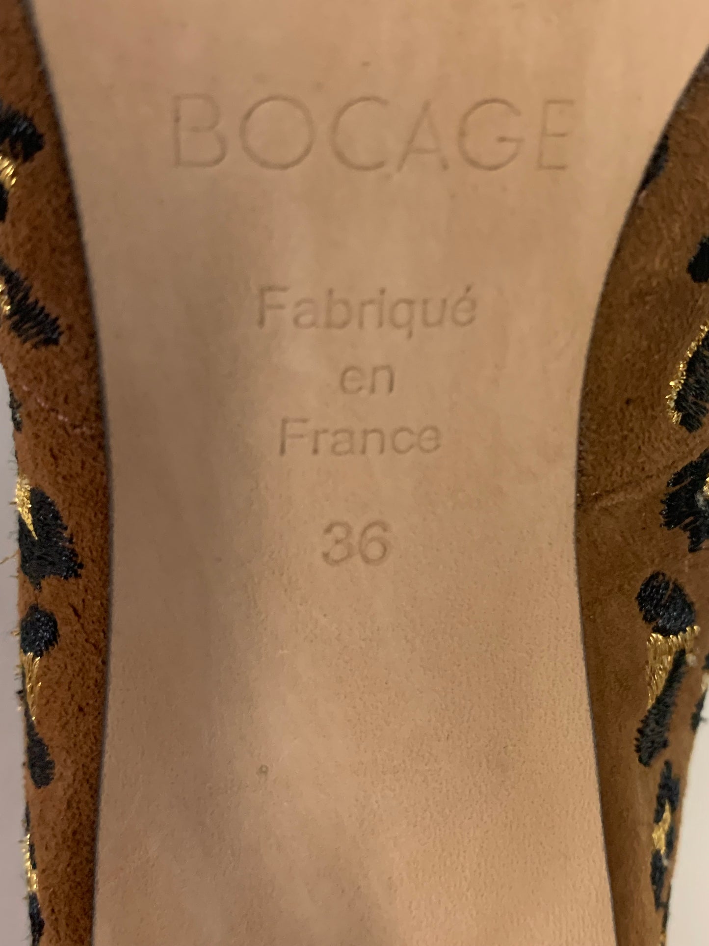 Souliers Chic Bocage T $36$ Cuir/Daim Léopard - Talon Élégant - Très Bon État