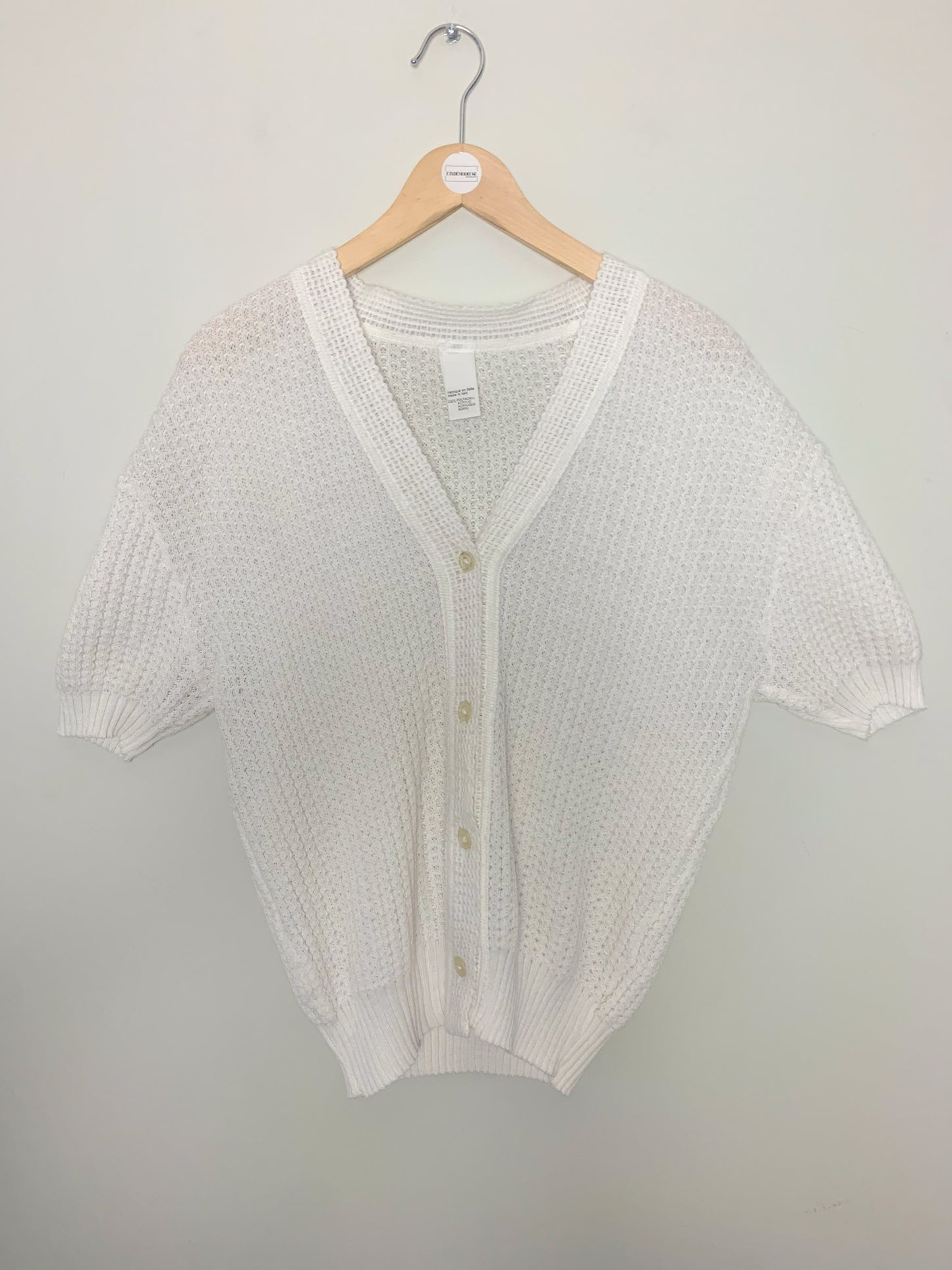 Gilet cardigan manches courtes blanc vintage