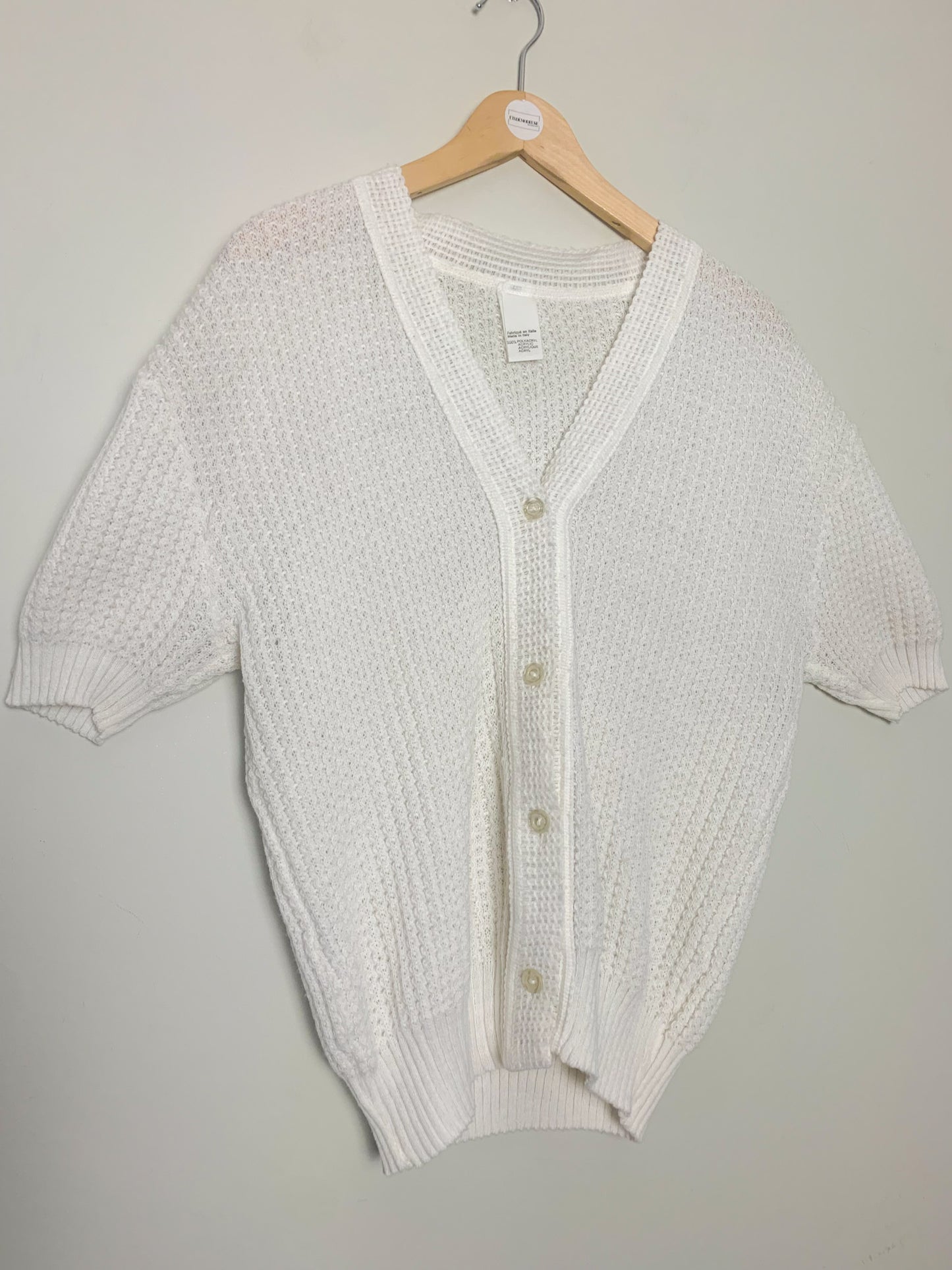 Gilet cardigan manches courtes blanc vintage