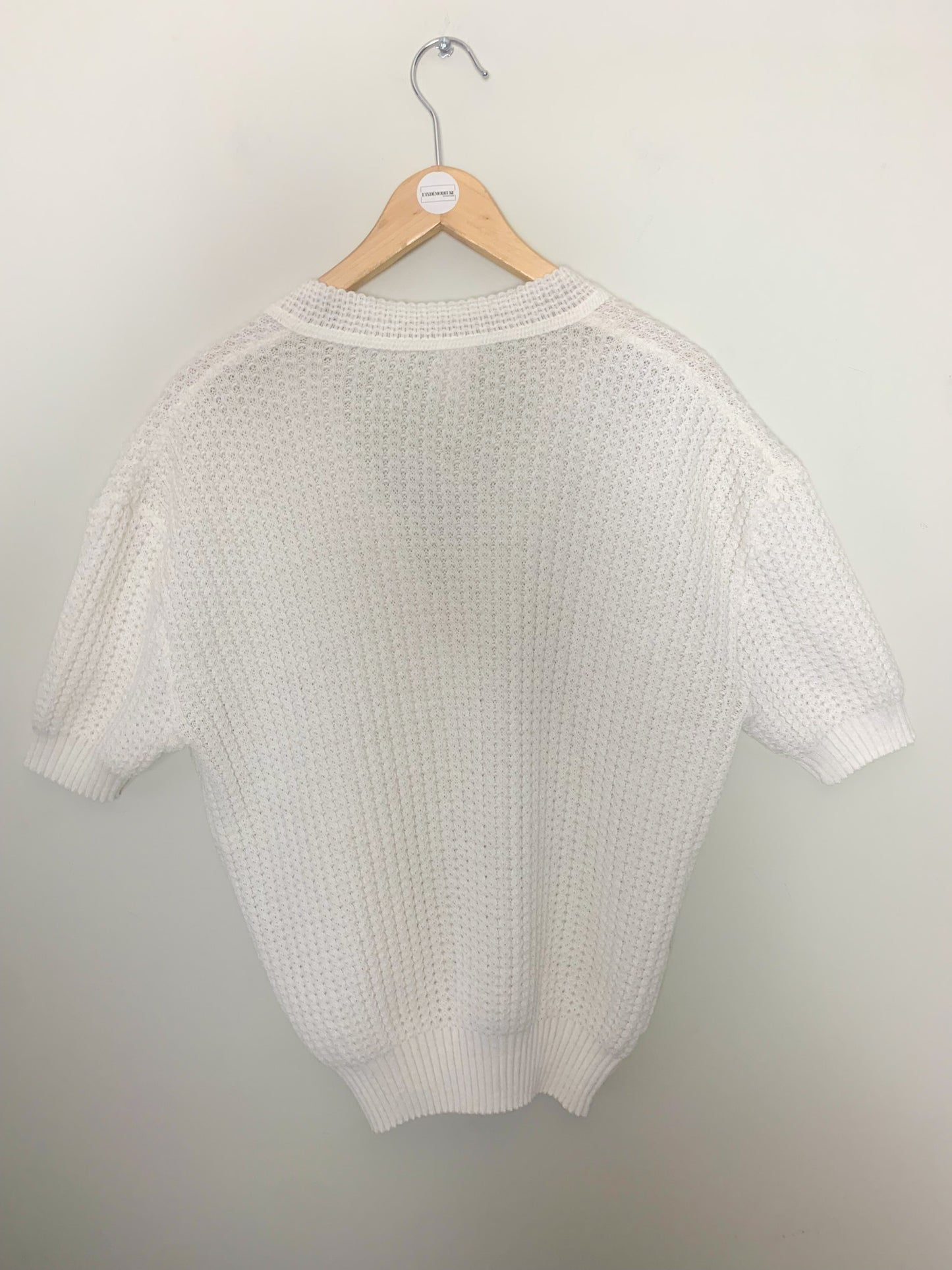Gilet cardigan manches courtes blanc vintage
