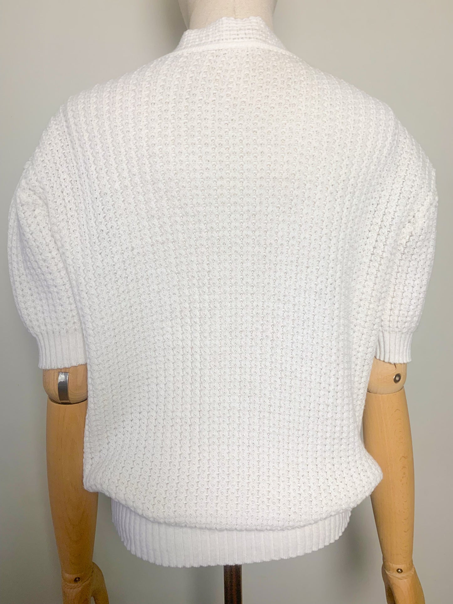 Gilet cardigan manches courtes blanc vintage