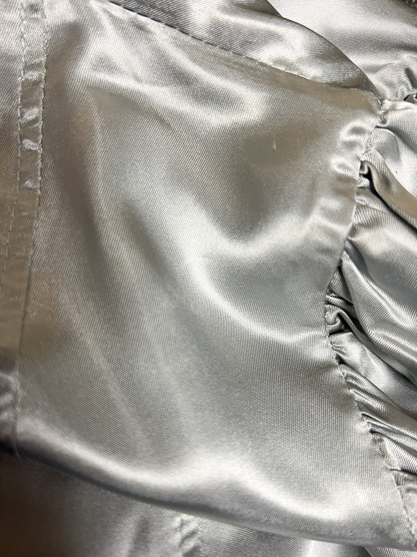 Chemisier Blouse Vintage Années 80 90 Péplum Argenté (Col Mao) - Fabriqué France - T 40/42