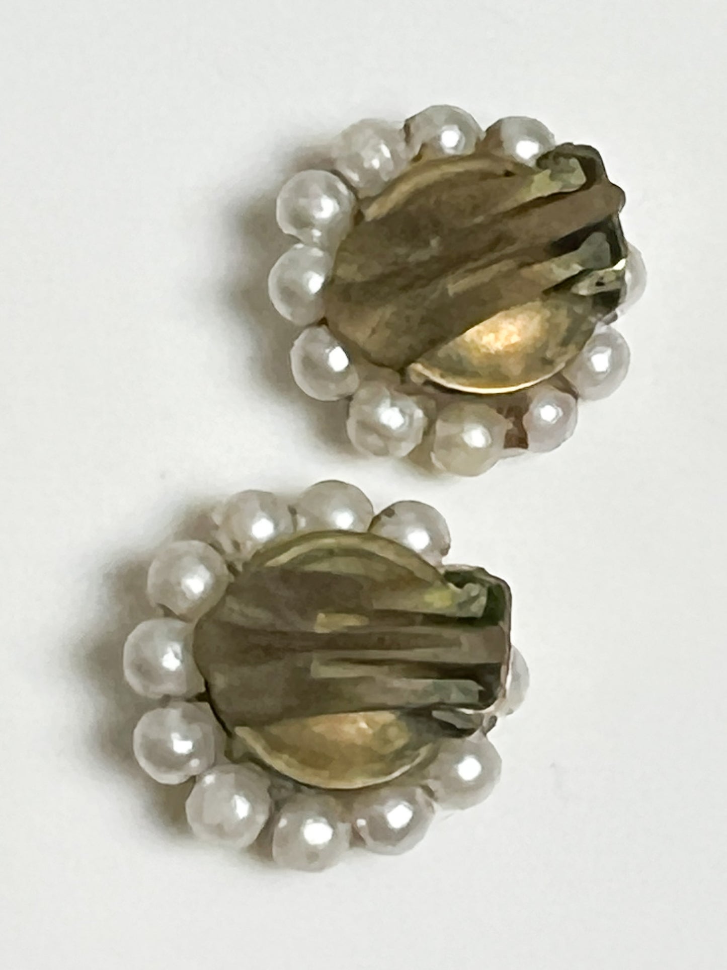 Boucles d'Oreilles Clip Vintage Années 80 90 Dorées & Perles Fantaisie - Rétro Chic