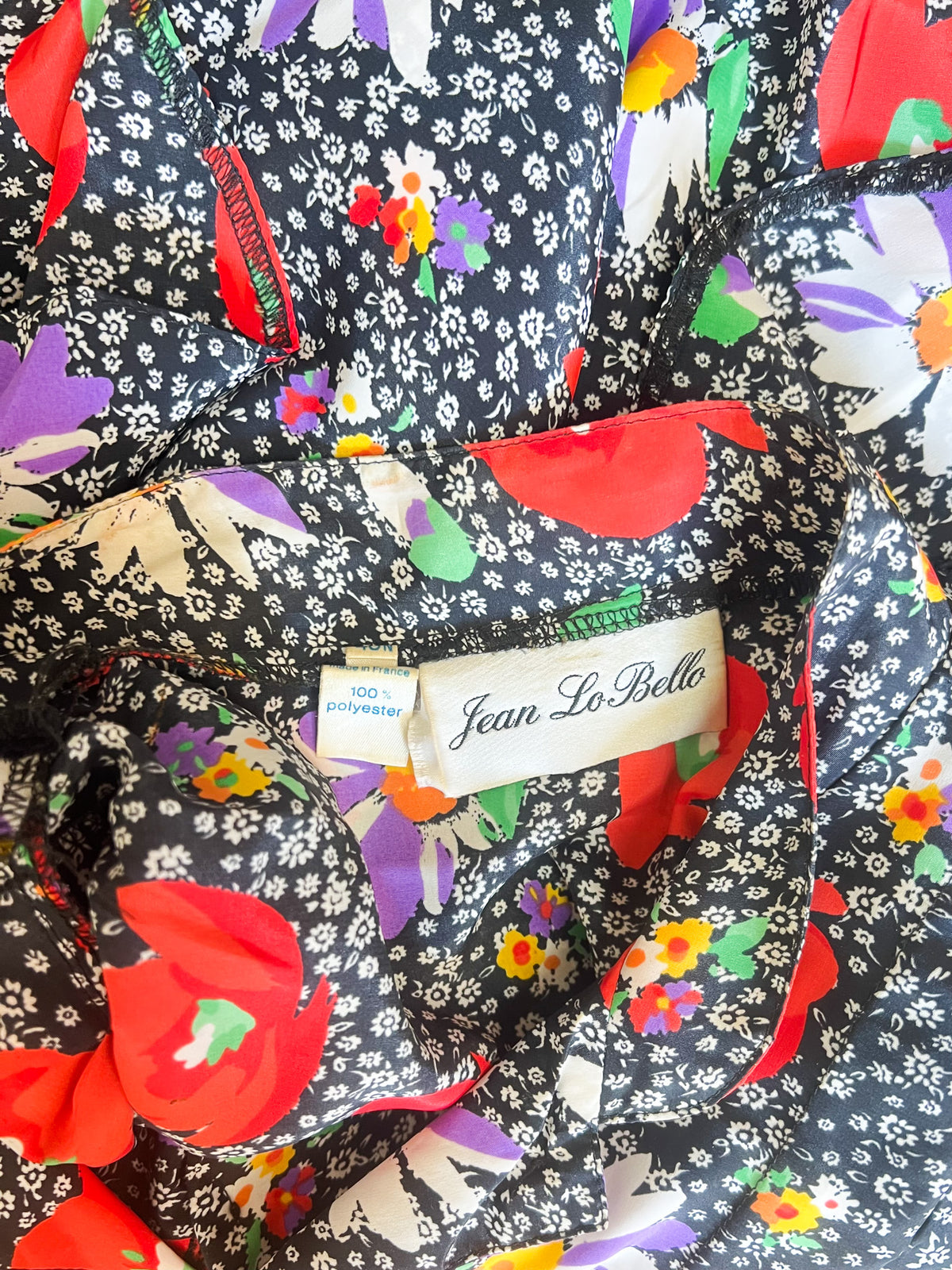 Robe Vintage Années 80 – Imprimé Fleurs & Coquelicots – Manches Papillon – T.38/40