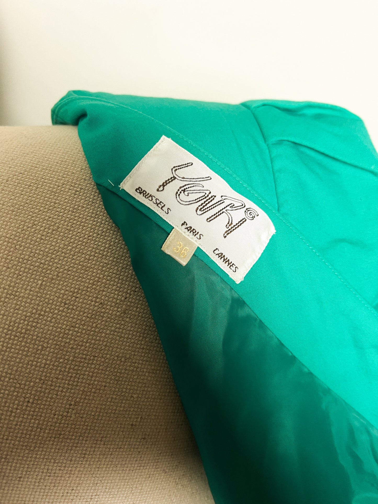 Robe Cocktail Vintage Années 80 90 Vert - Épaulettes & Nœuds Dos/Manches - Youri T34