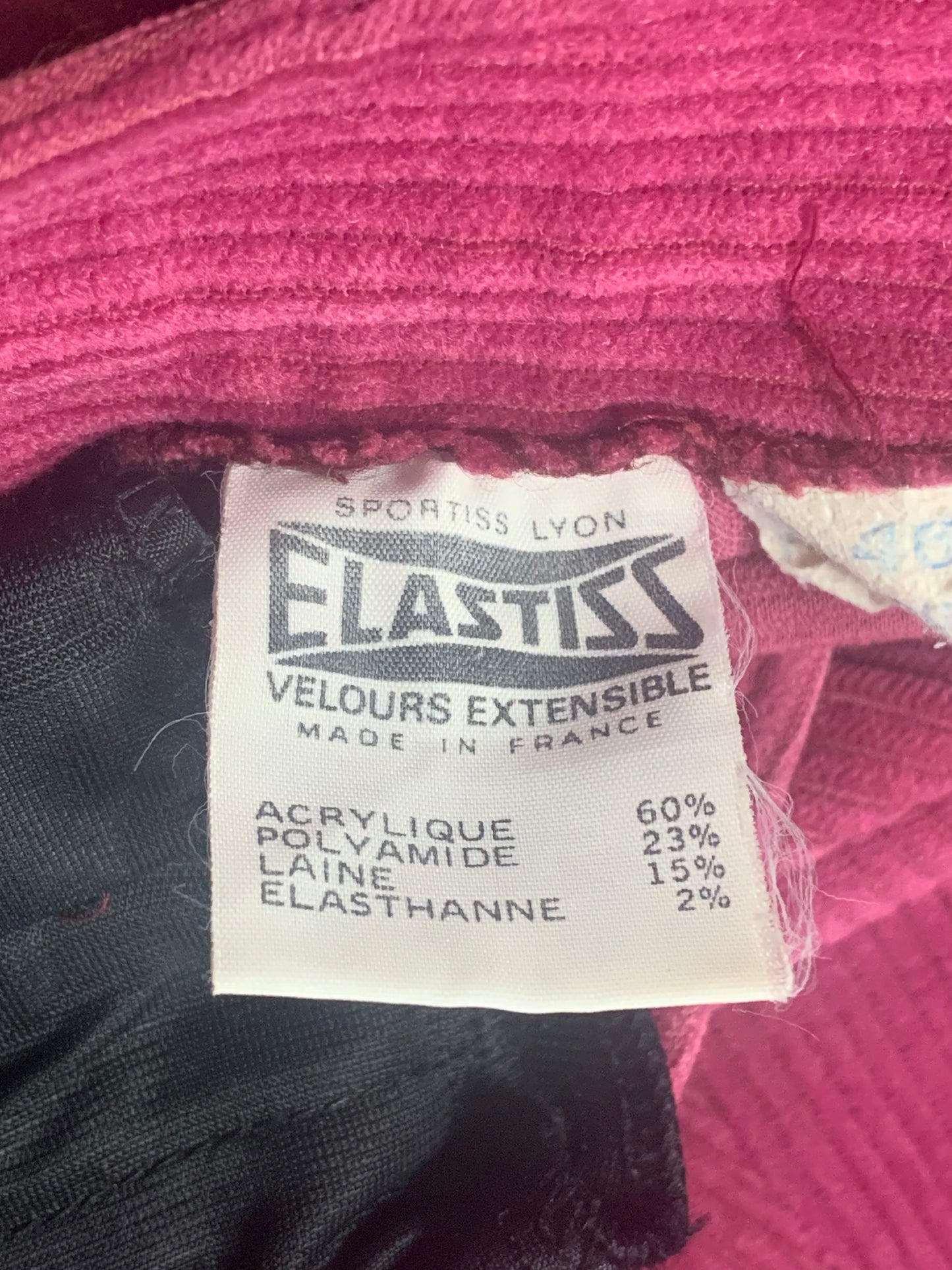 Pantalon femme velours côtelé rose vintage