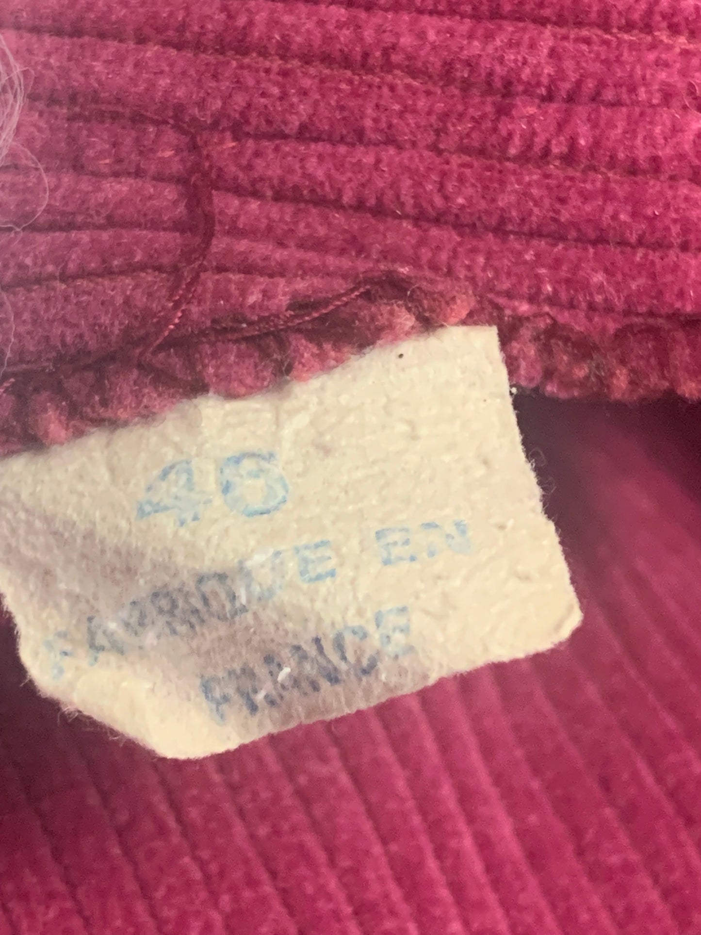 Pantalon femme velours côtelé rose vintage