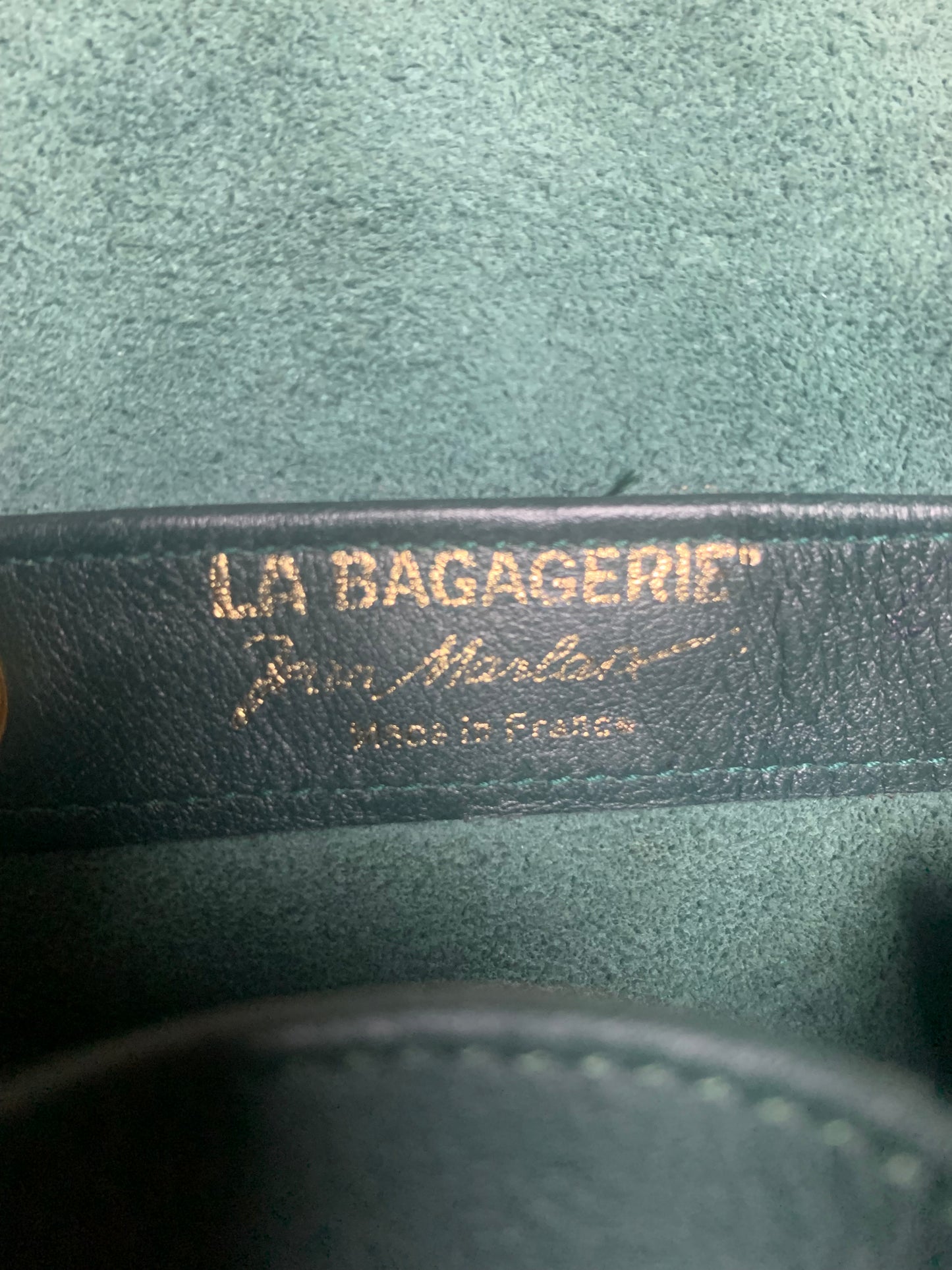 Sac à dos en cuir véritable vert bouteille La Bagagerie Jean Marlaix vintage