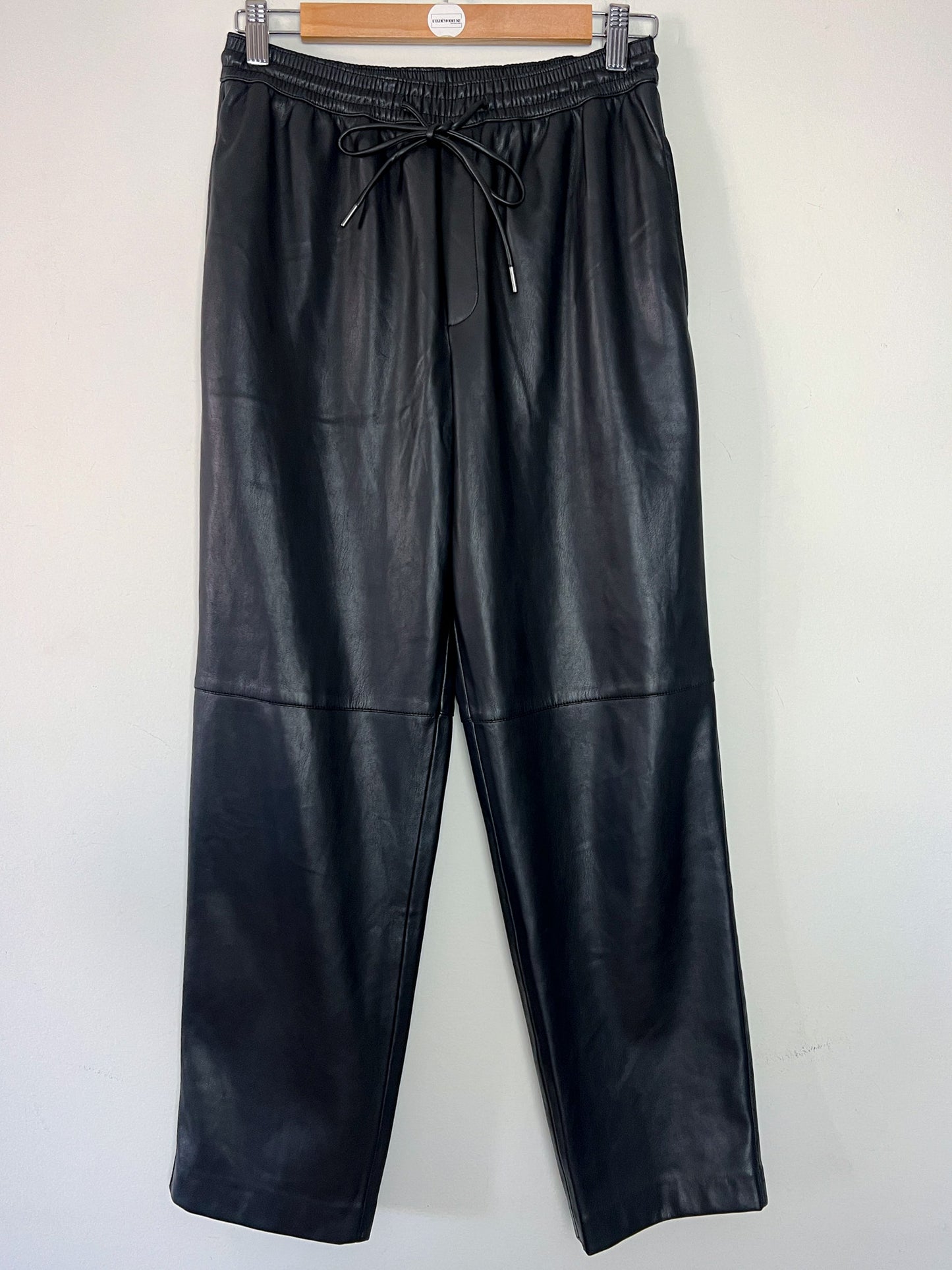 Pantalon simili cuir Mango, noir, coupe droite - Taille S