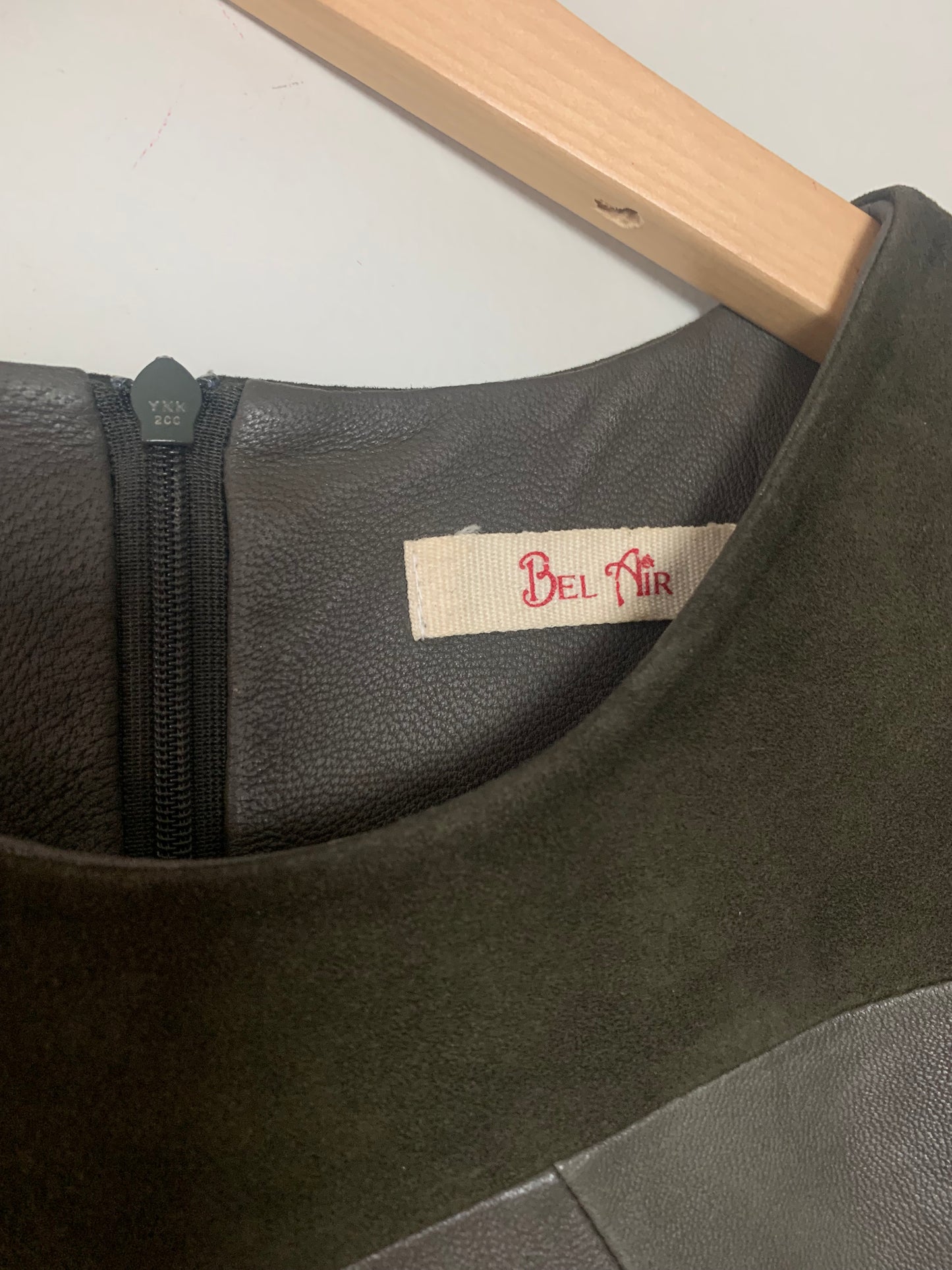 Top en cuir et daim kaki Bel-air