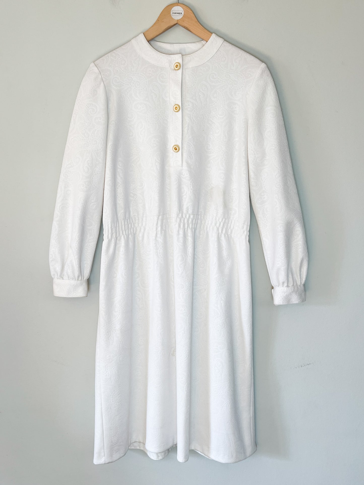 Robe Vintage Blanche en Jacquard - Style Années 60-70 - Taille 38