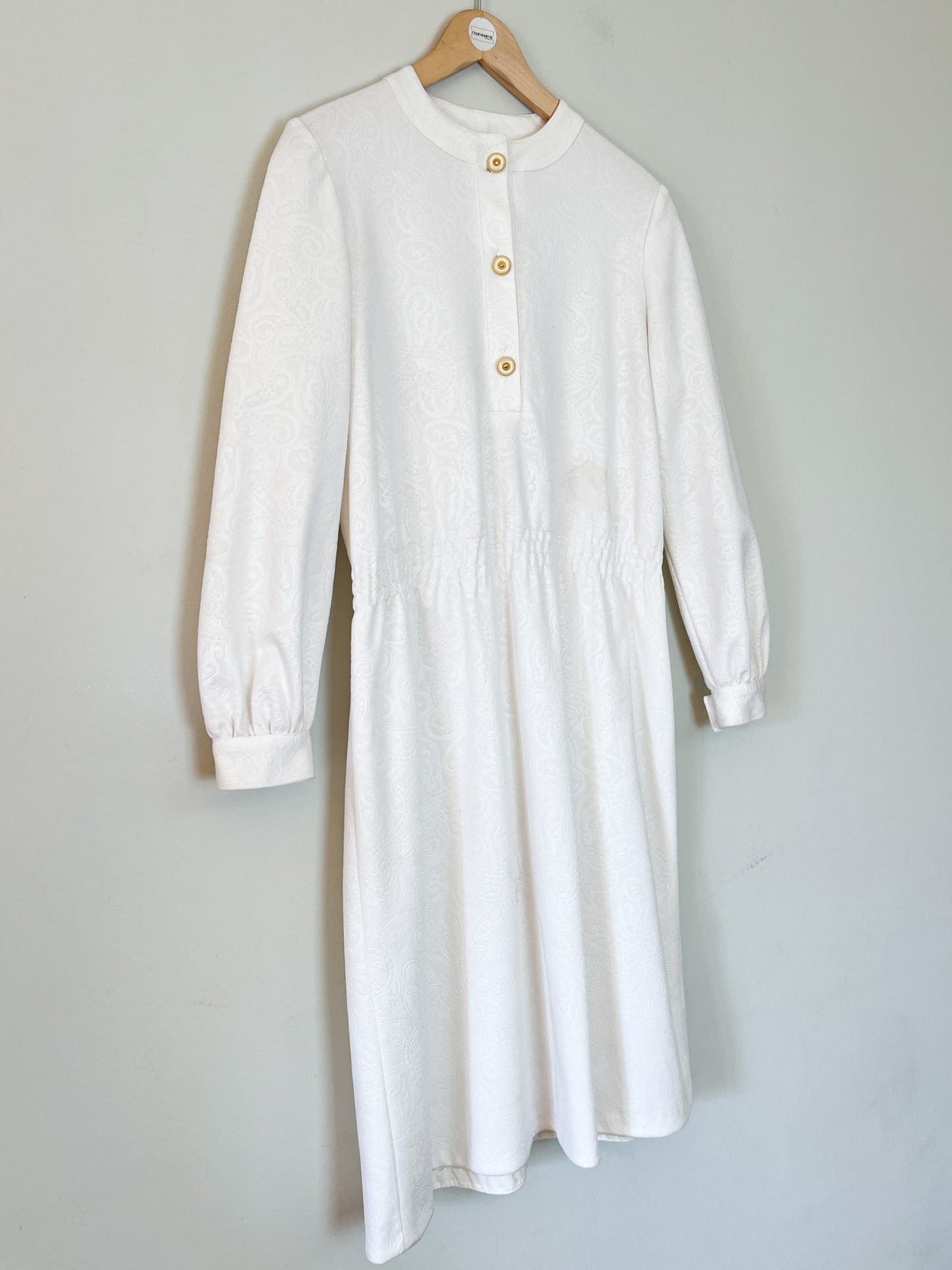 Robe Vintage Blanche en Jacquard - Style Années 60-70 - Taille 38