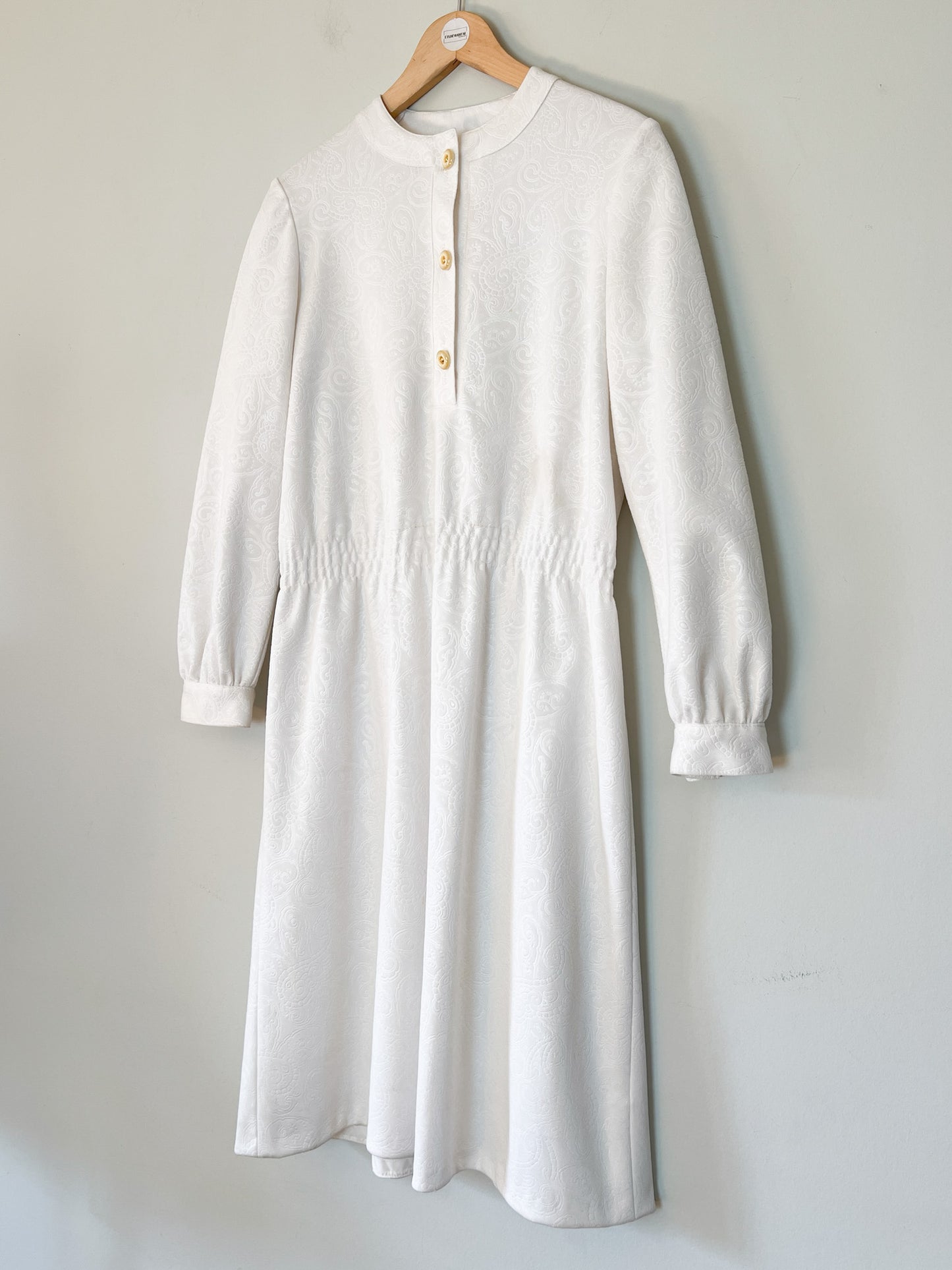 Robe Vintage Blanche en Jacquard - Style Années 60-70 - Taille 38
