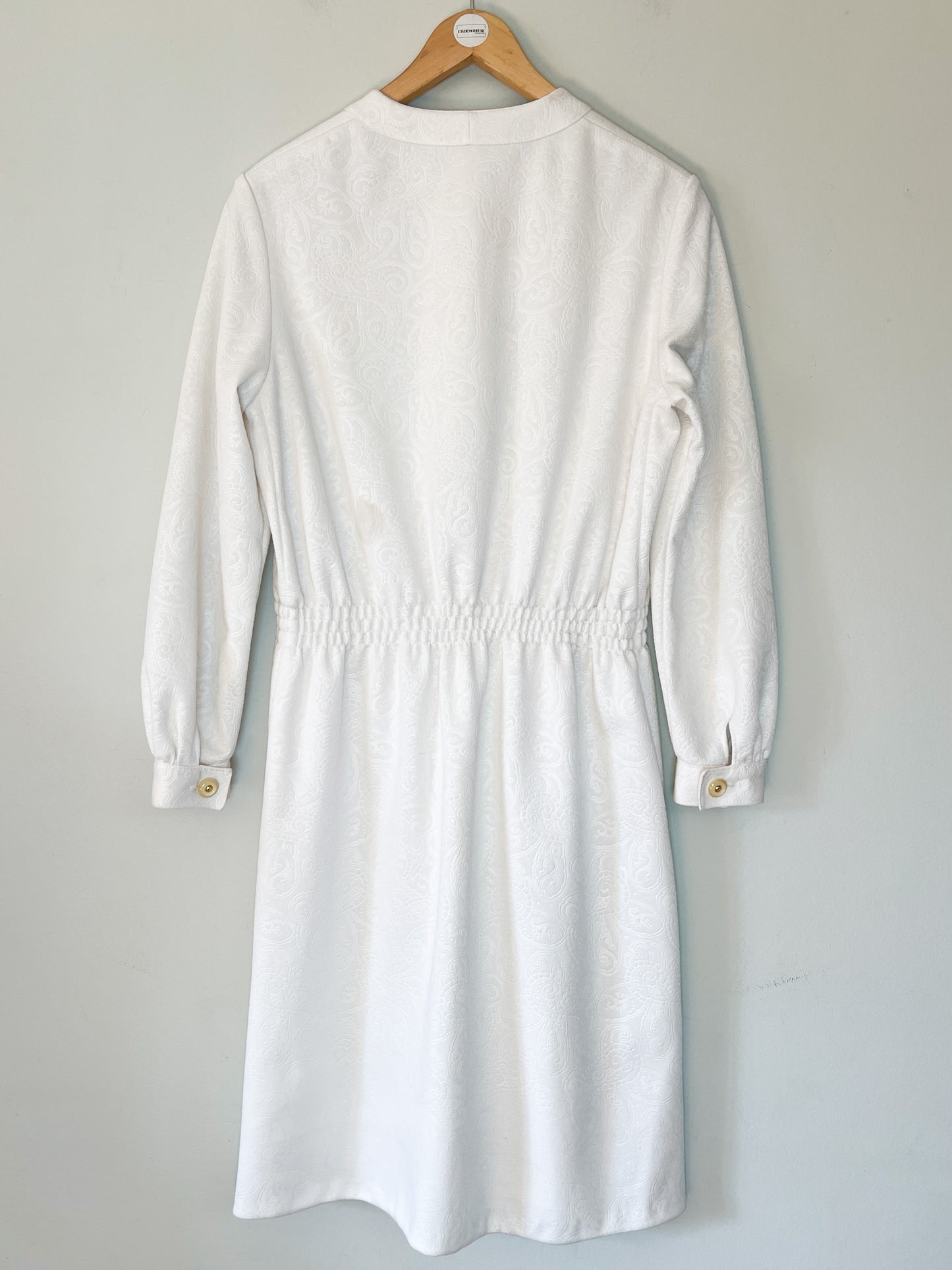 Robe Vintage Blanche en Jacquard - Style Années 60-70 - Taille 38