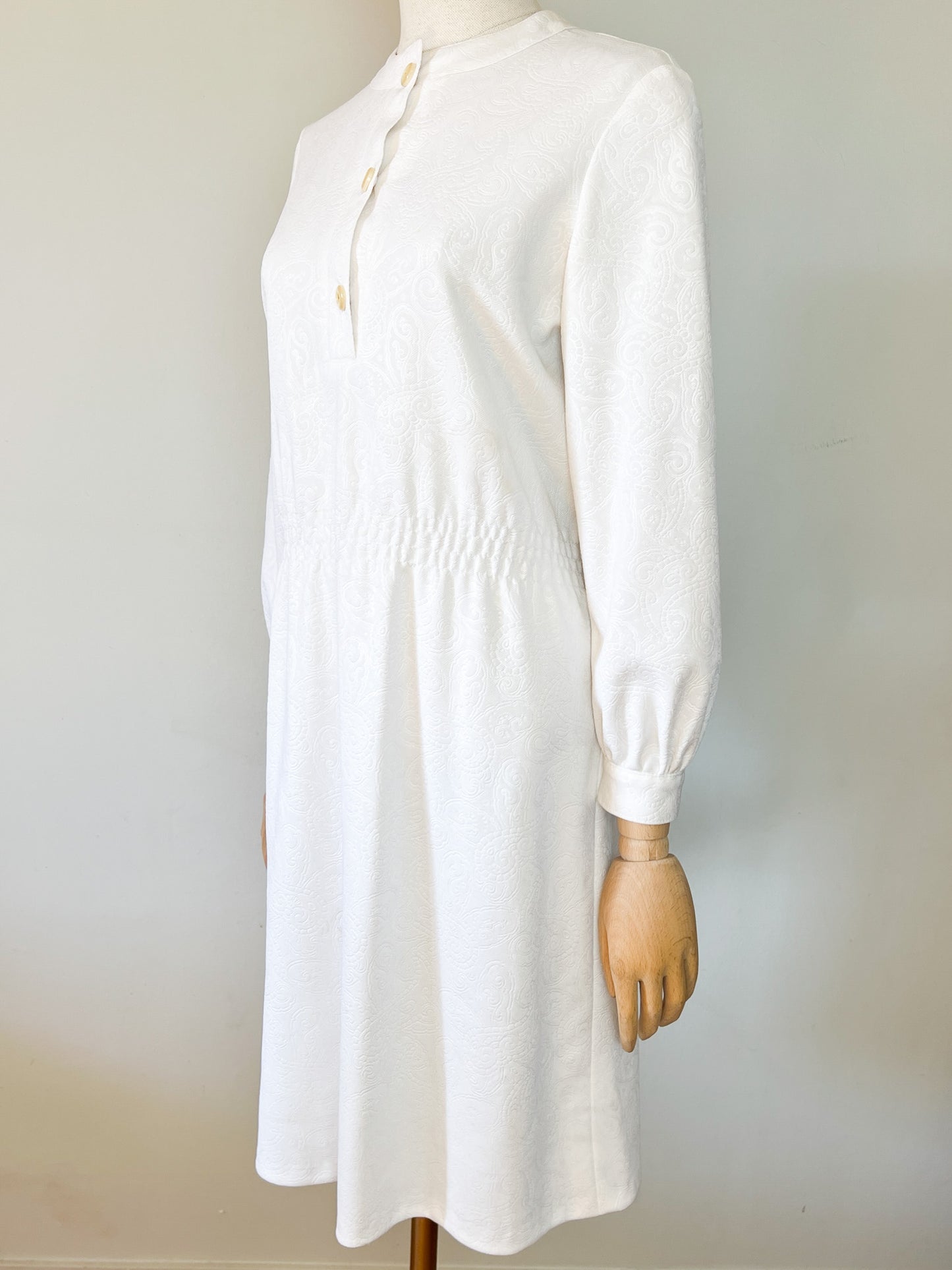 Robe Vintage Blanche en Jacquard - Style Années 60-70 - Taille 38