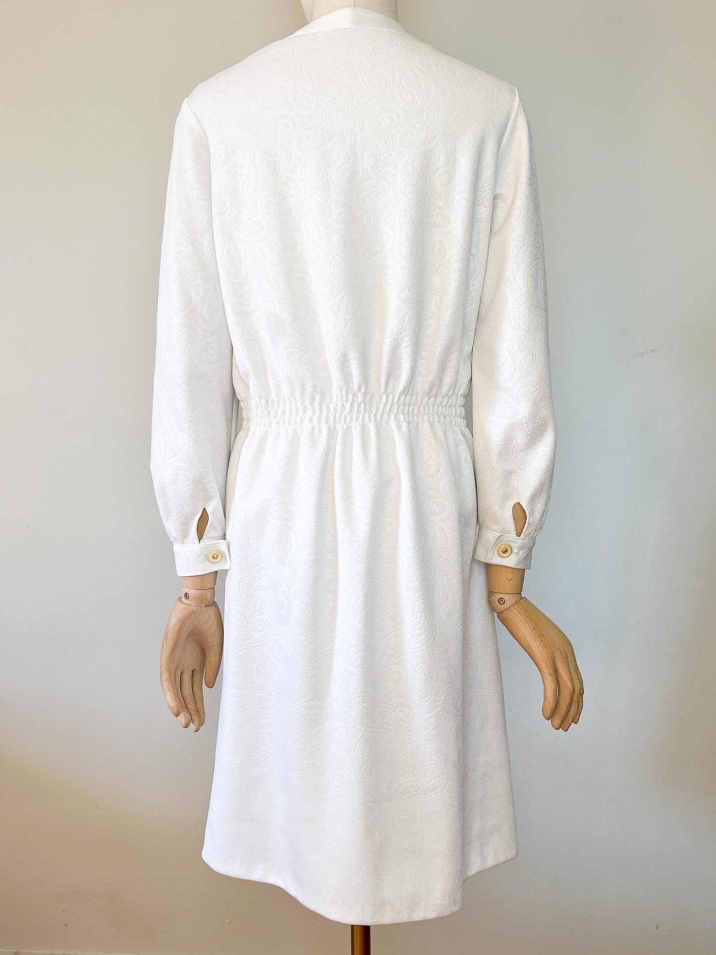 Robe Vintage Blanche en Jacquard - Style Années 60-70 - Taille 38