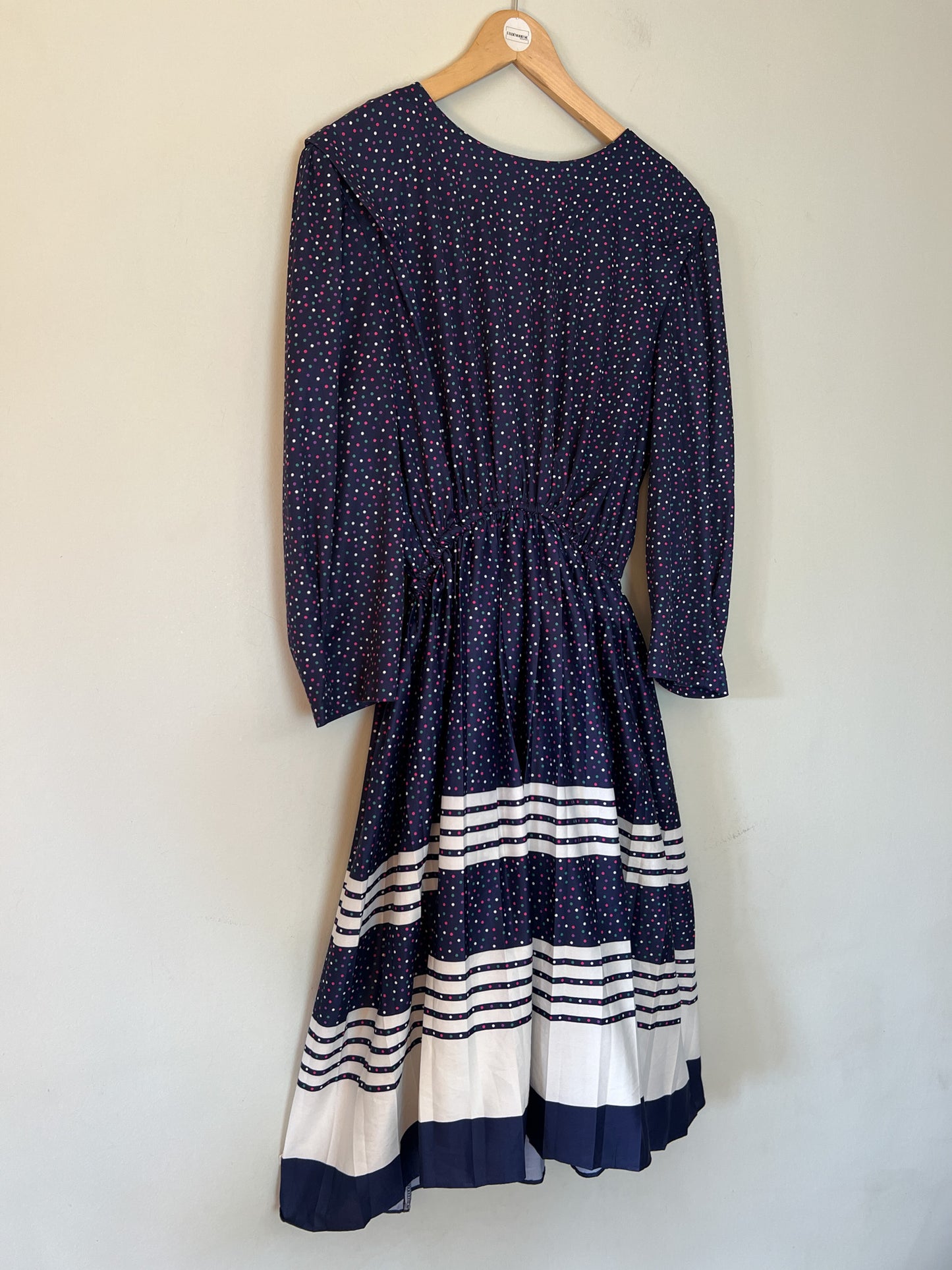 Robe Vintage Années 80 - Imprimé Pois et Rayures - Taille 38/40