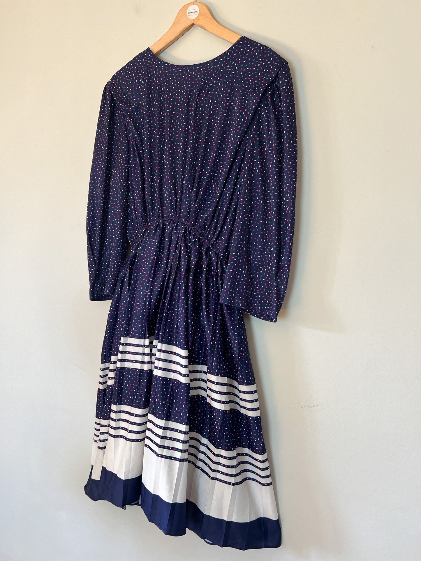 Robe Vintage Années 80 - Imprimé Pois et Rayures - Taille 38/40