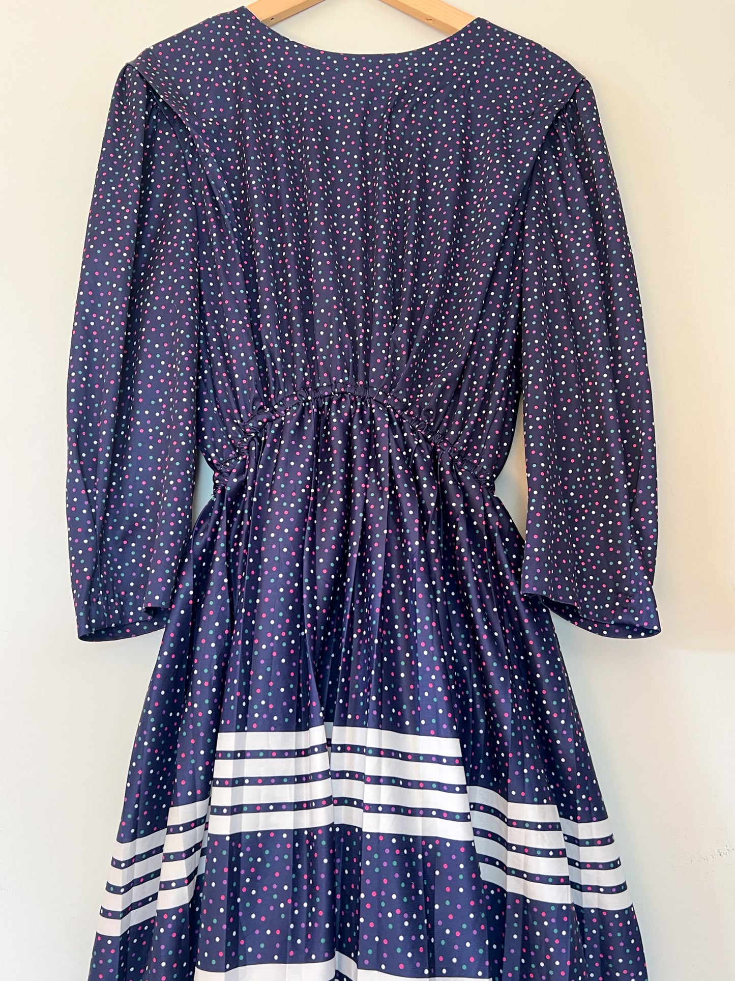 Robe Vintage Années 80 - Imprimé Pois et Rayures - Taille 38/40